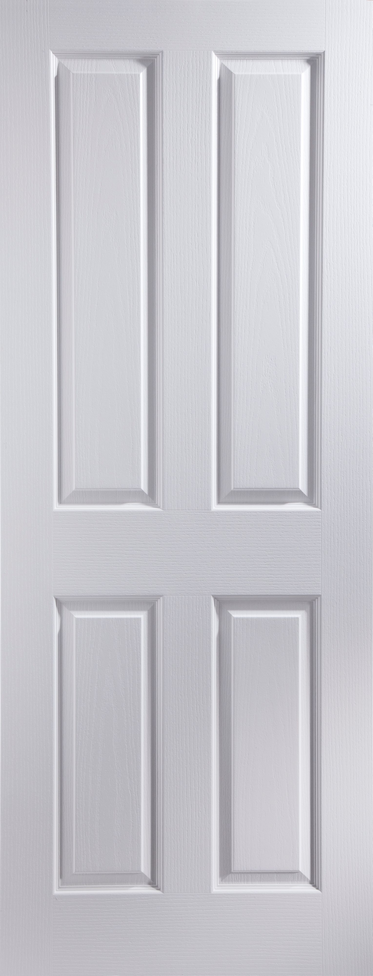 4 panel Unglazed White Woodgrain effect Internal Door, (H)2040mm (W)726mm (T)40mm