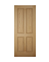 4 panel Unglazed Wooden White oak veneer External Panel Front door, (H)1981mm (W)838mm