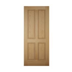 4 panel White oak veneer LH & RH External Front door, (H)2032mm (W)813mm
