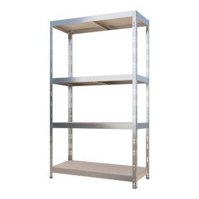 4 shelf Steel & Fibreboard Shelving unit (H)1600mm (W)750mm (D)350mm