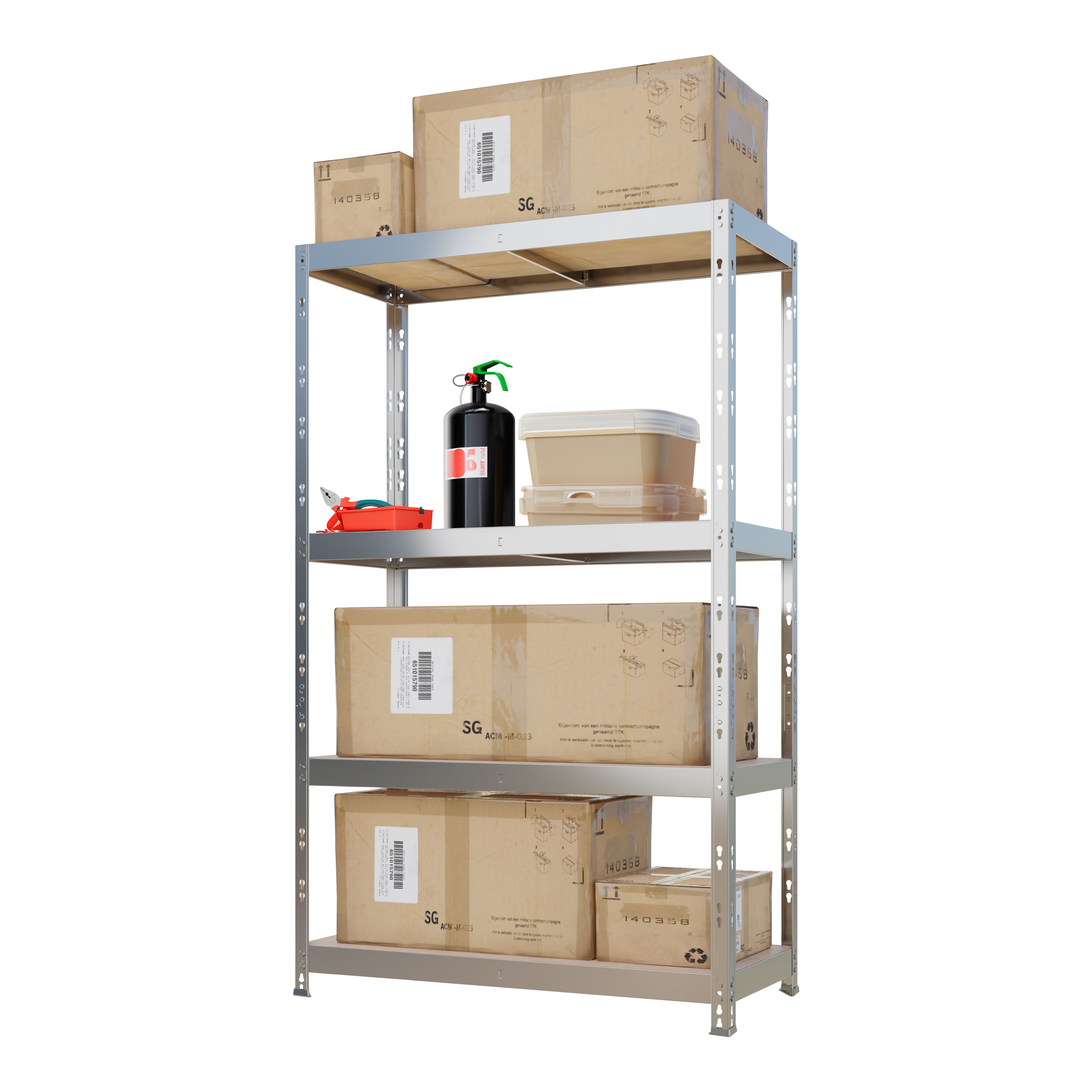 4 shelf Steel & Fibreboard Shelving unit (H)1600mm (W)750mm (D)350mm - 3