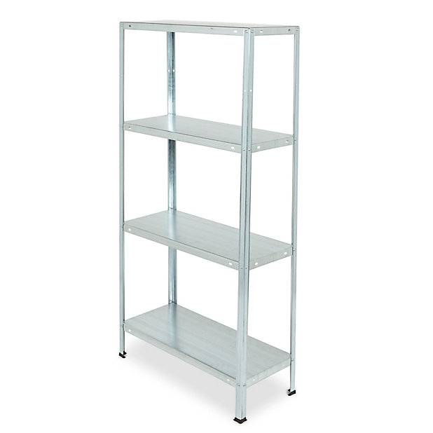 4 Shelf Steel Shelving Unit H 1400mm, Stainless Steel Storage Bookcase