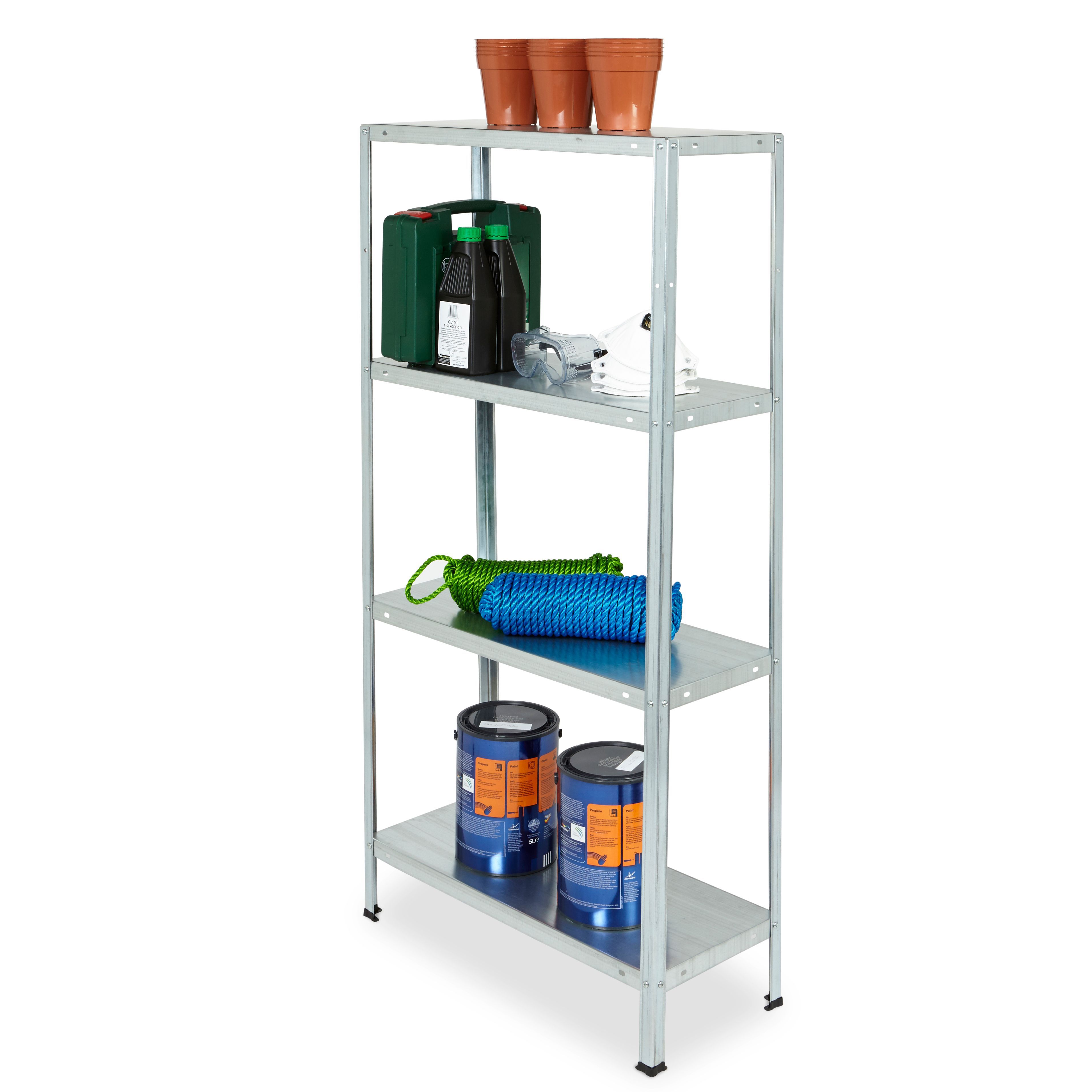 4 shelf Steel Shelving unit (H)1400mm (W)700mm