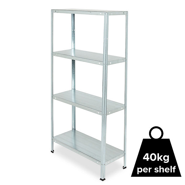 4 Shelf Steel Shelving Unit H 1400mm, Metal Shelves Bookcase