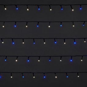 400 Blue/Ice white (Dual colour) LED String lights with Green cable