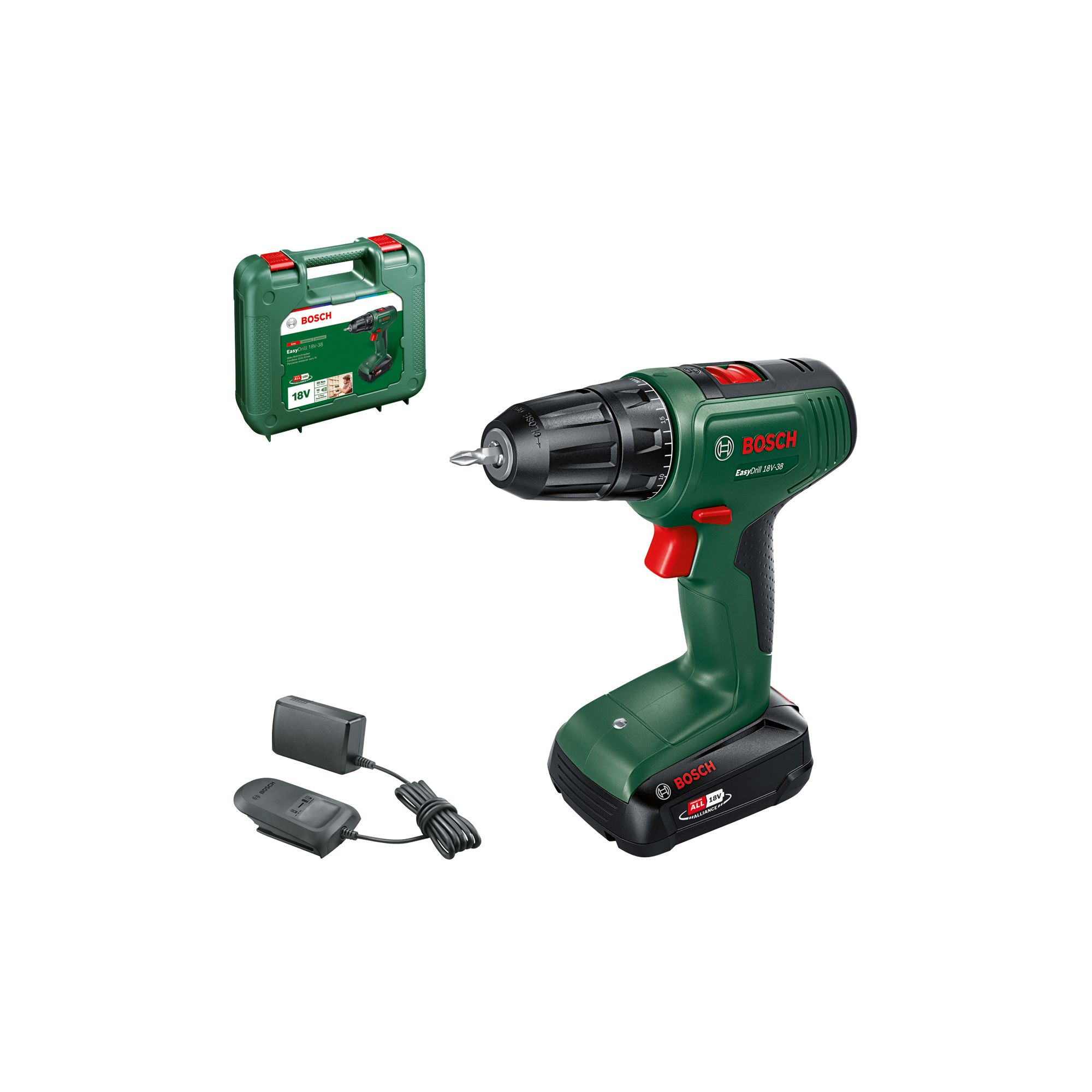 Bosch Power For All 18V 1 X 2.0Ah Li-Ion Cordless Drill Driver Easydrill 18V-40