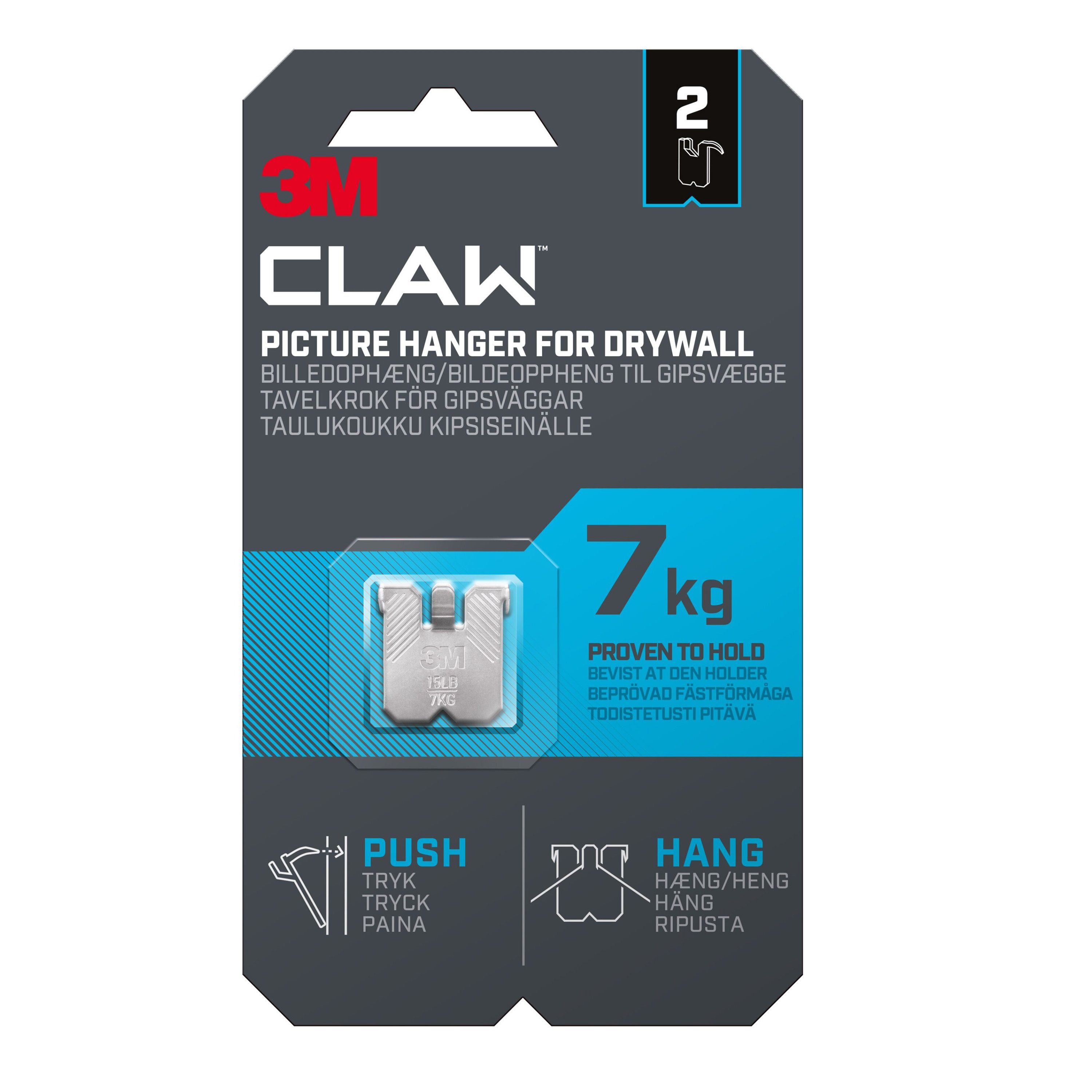 3M Claw Drywall Picture Hanger (H)23mm (W)23mm, Pack Of 2