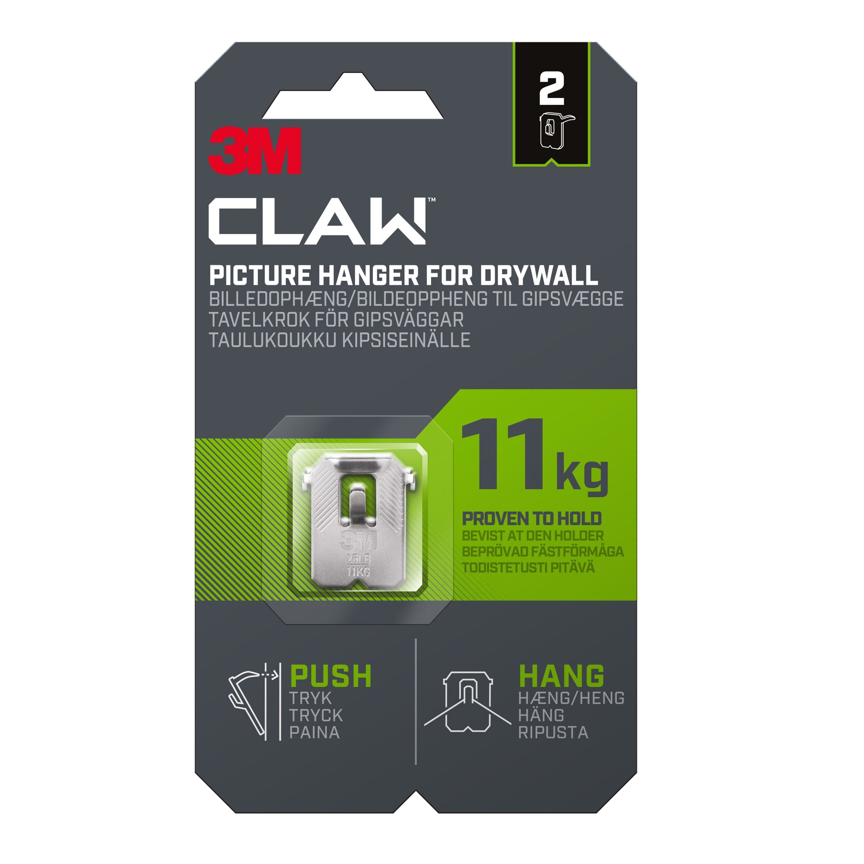 3M Claw Drywall Picture Hanger (H)31.5mm (W)27mm, Pack Of 2