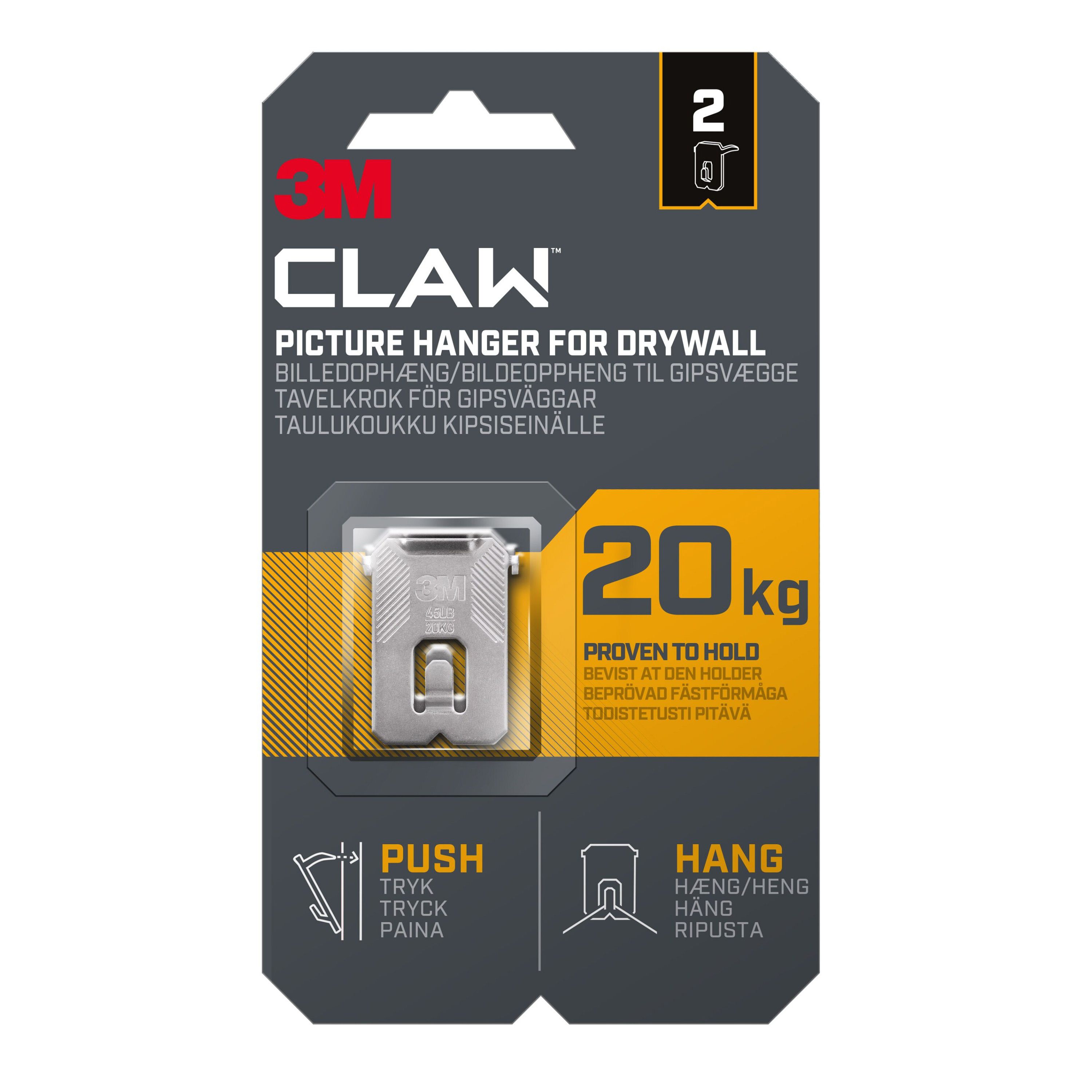 3M Claw Drywall Picture Hanger (H)41mm (W)28mm, Pack Of 2