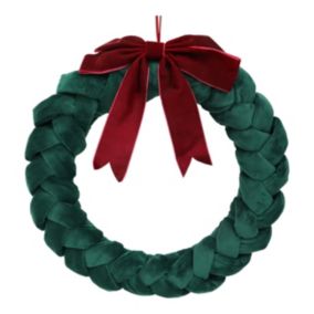 41cm Green & Red bow Non-illuminated Christmas wreath