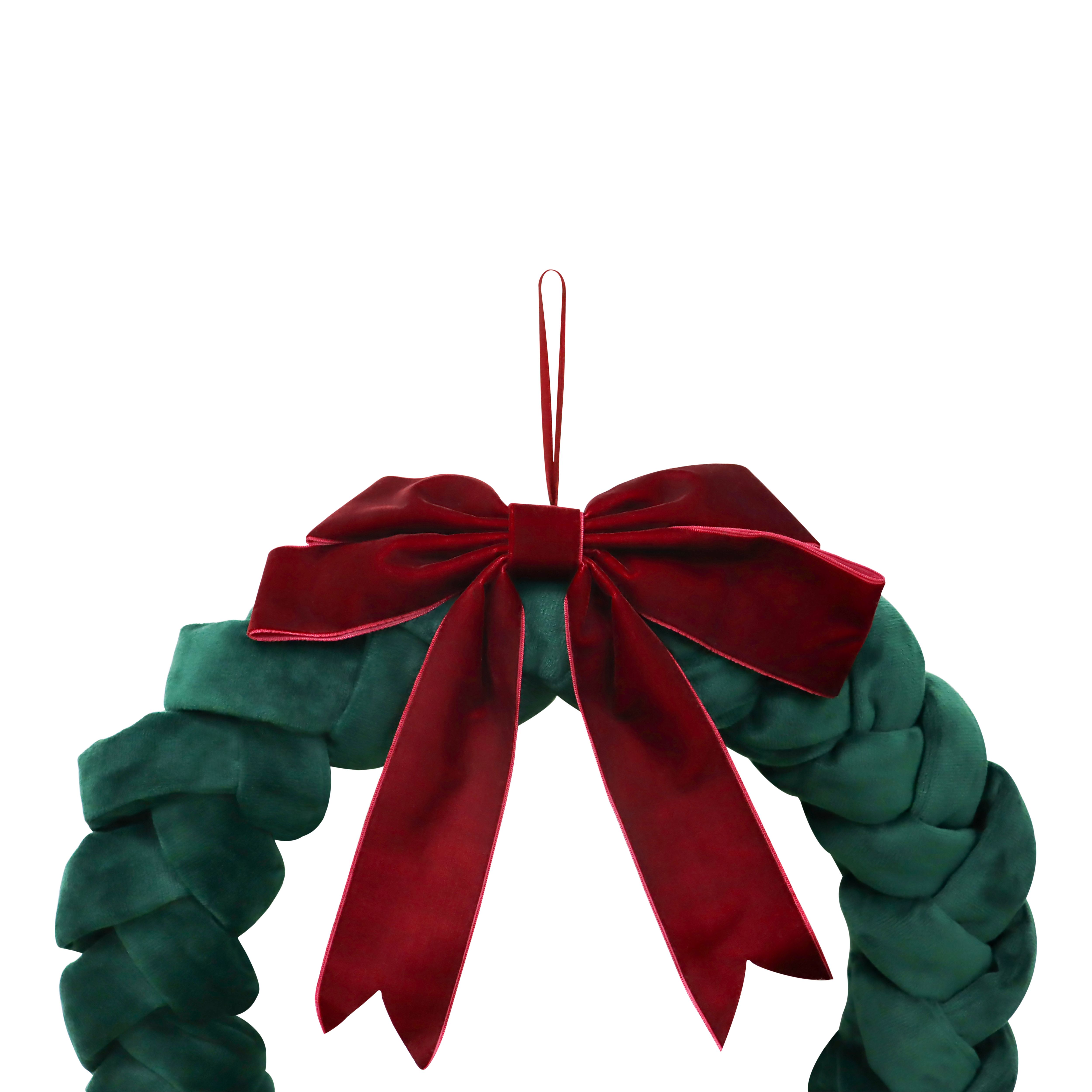 41cm Green & Red bow Non-illuminated Christmas wreath - 3