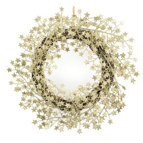 45cm Gold Glitter effect Round Star Christmas wreath