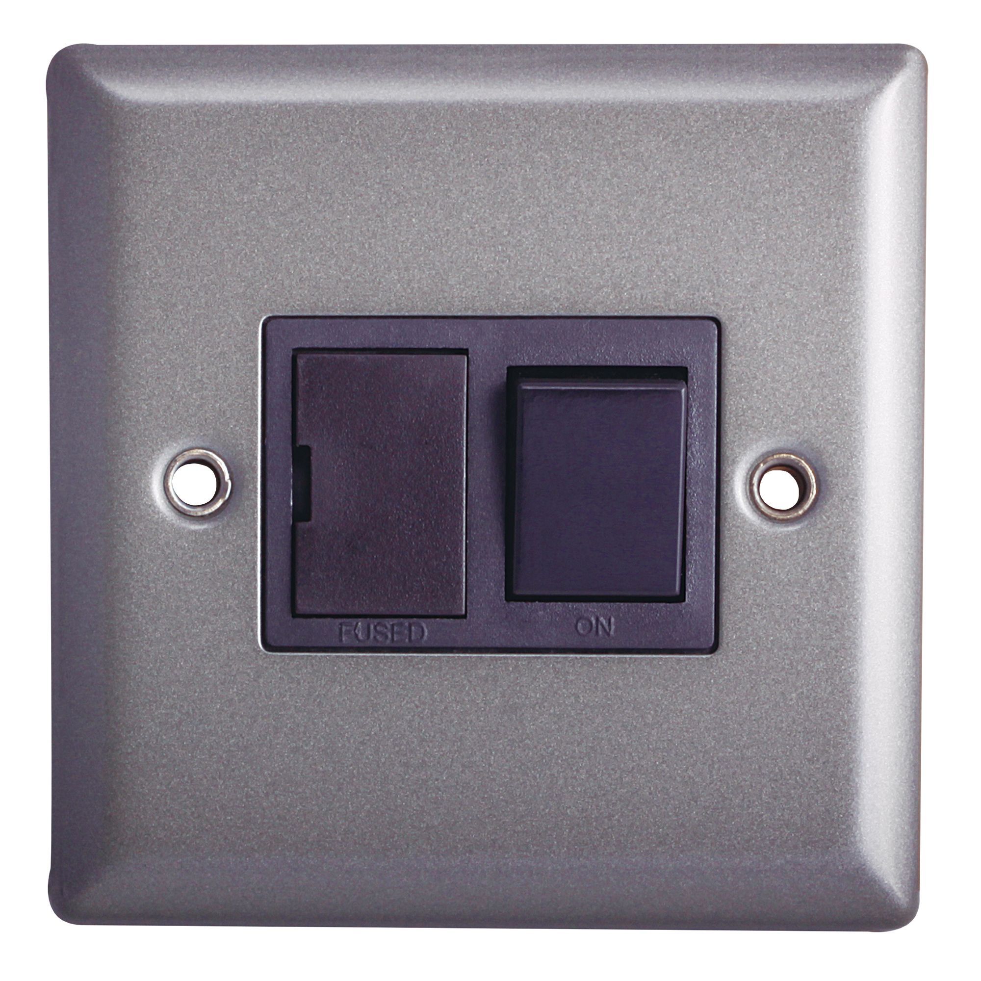 Holder 13A Grey pewter effect Single Switch