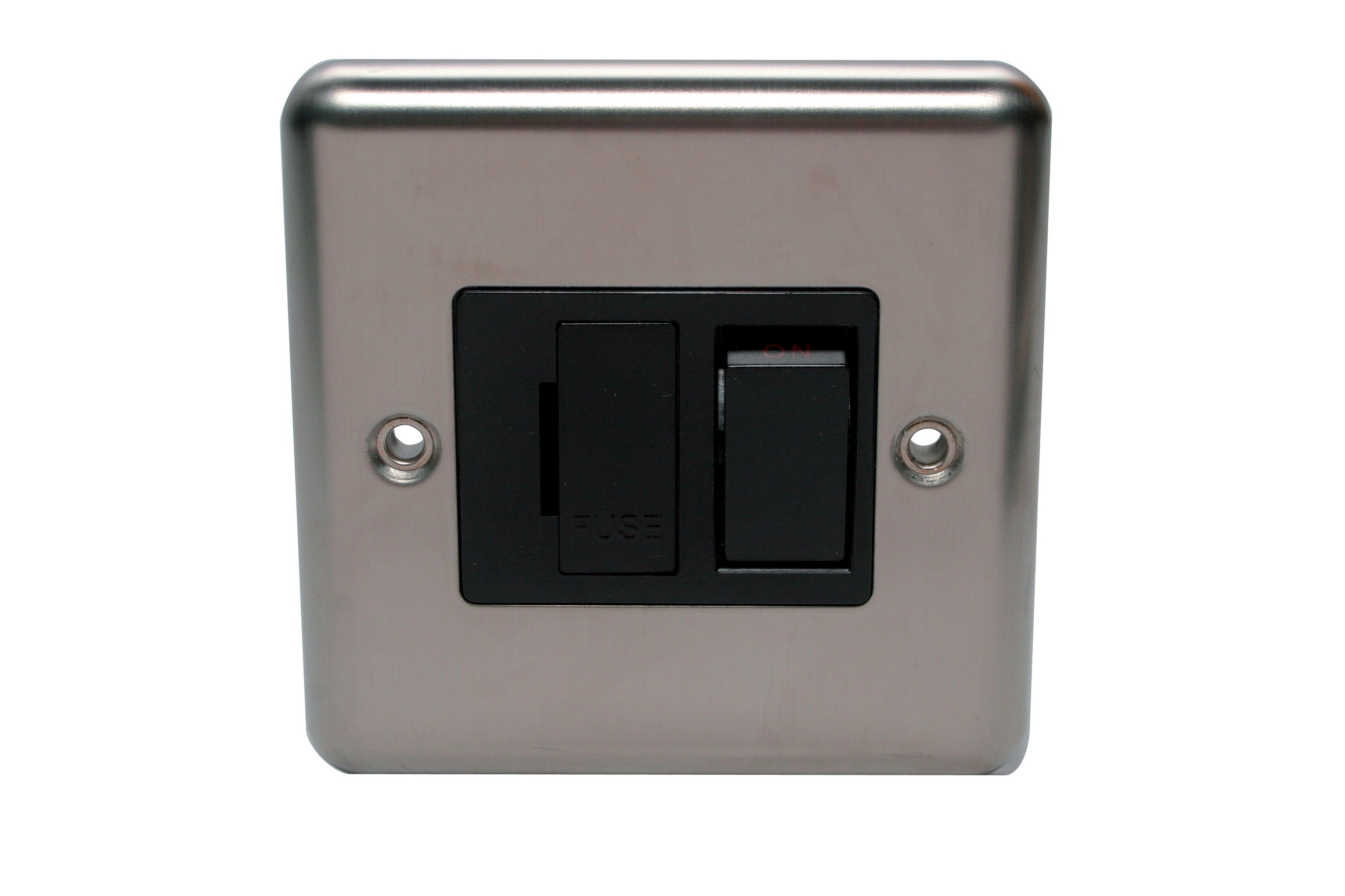 Volex 13A Black stainless steel effect Fused connection unit
