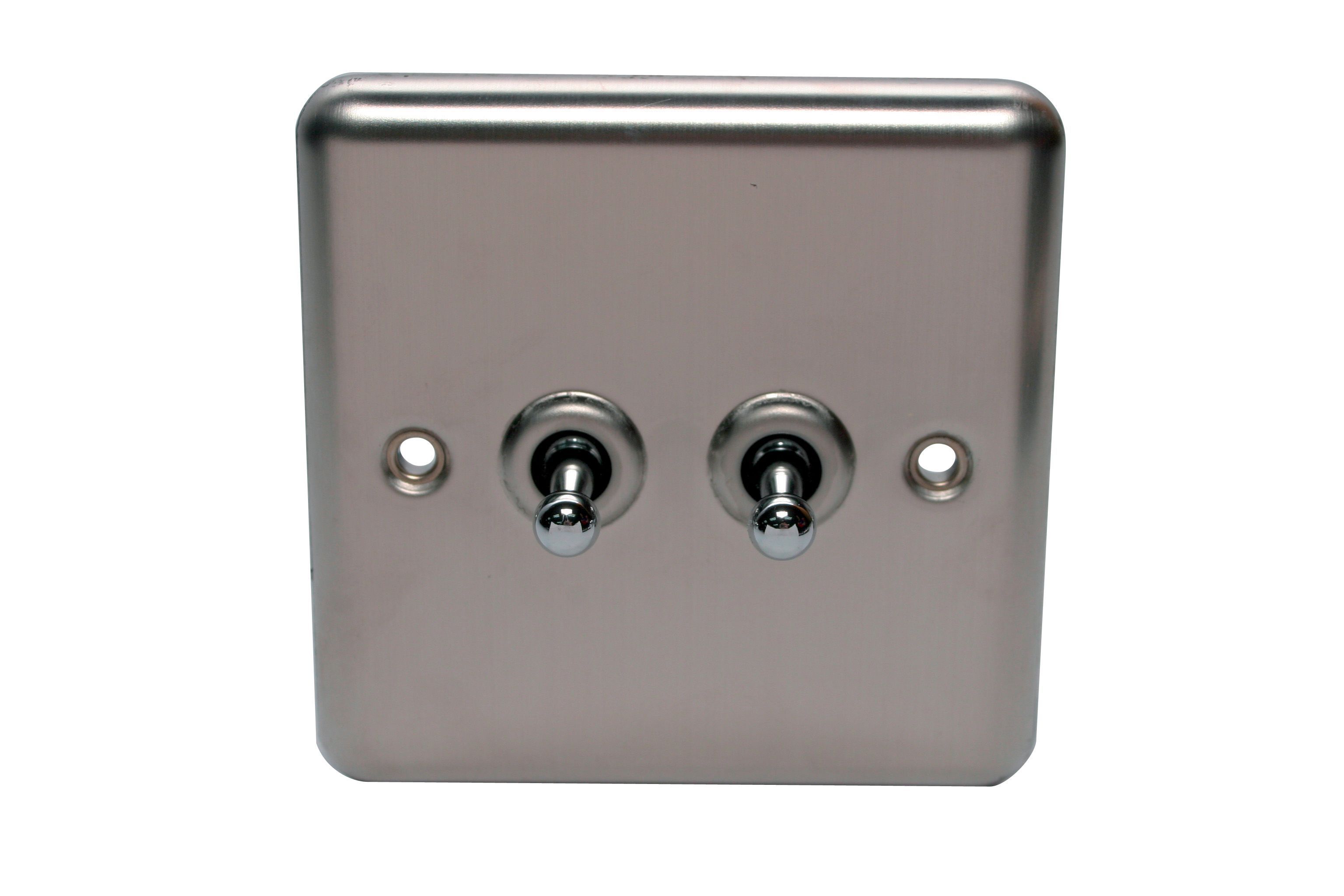 Holder 10A 2 way Stainless steel effect Single Toggle Switch