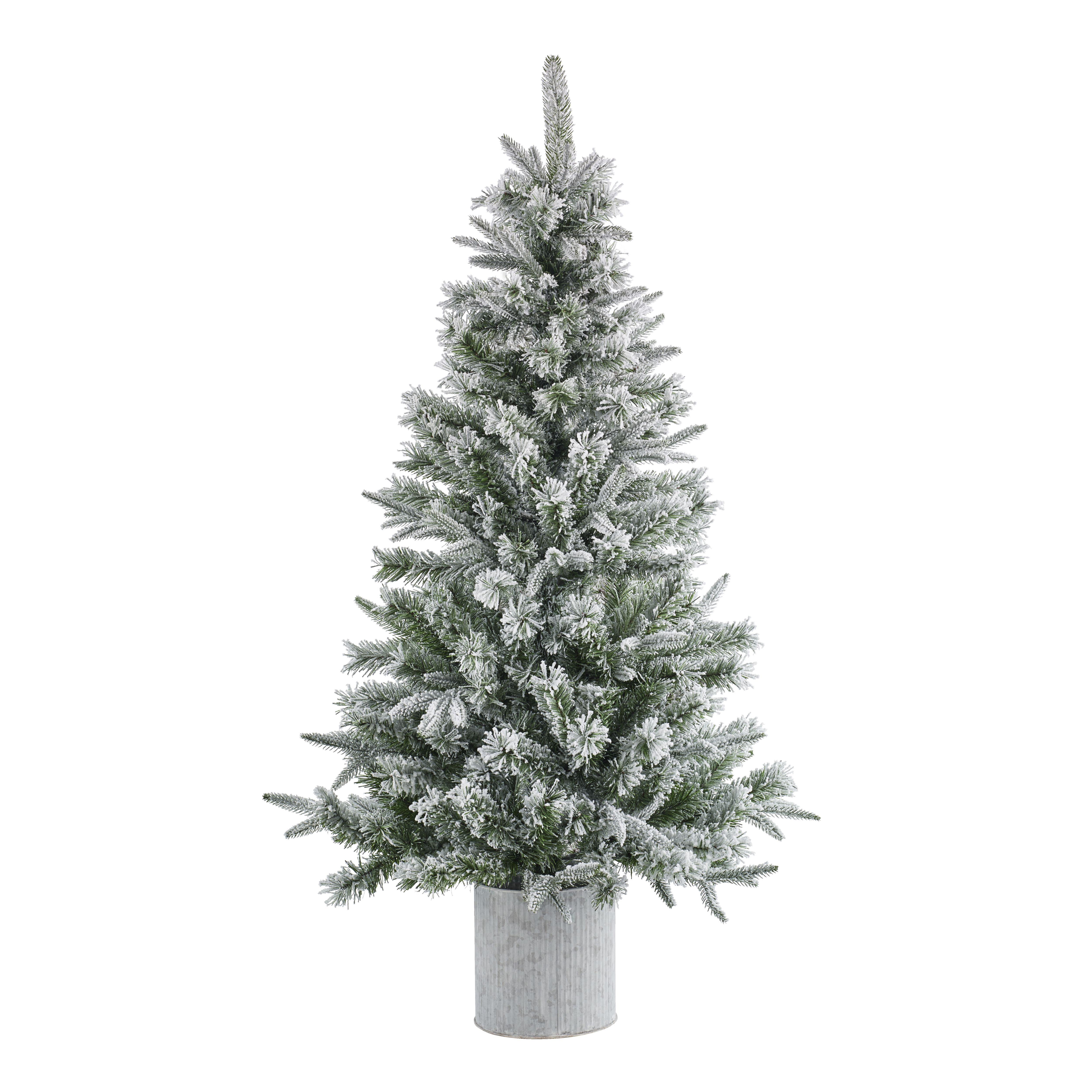 4ft Kabru Snowy Green & white Flocked effect Wrapped Full Artificial christmas tree