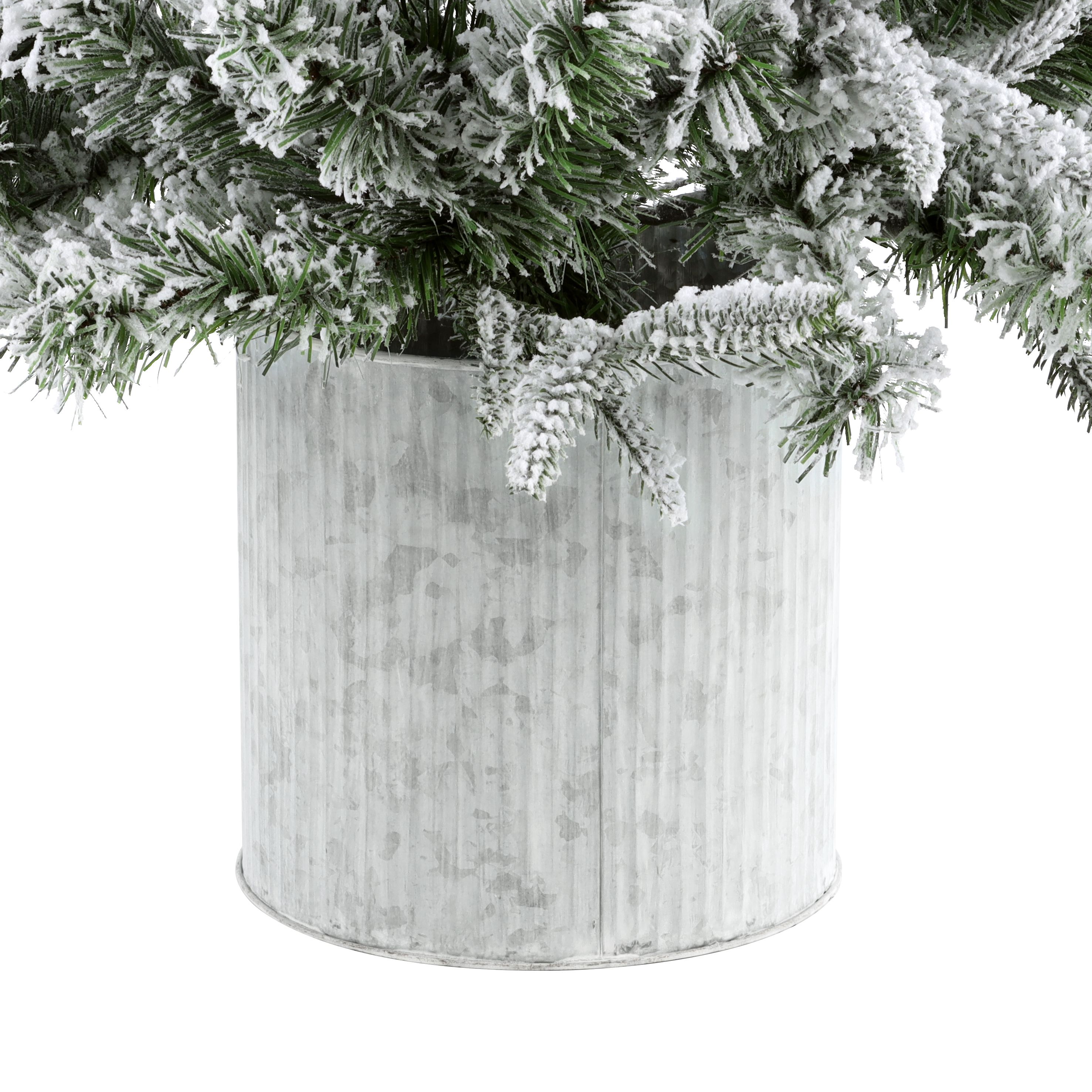 4ft Kabru Snowy Green & white Flocked effect Wrapped Full Artificial christmas tree - 5