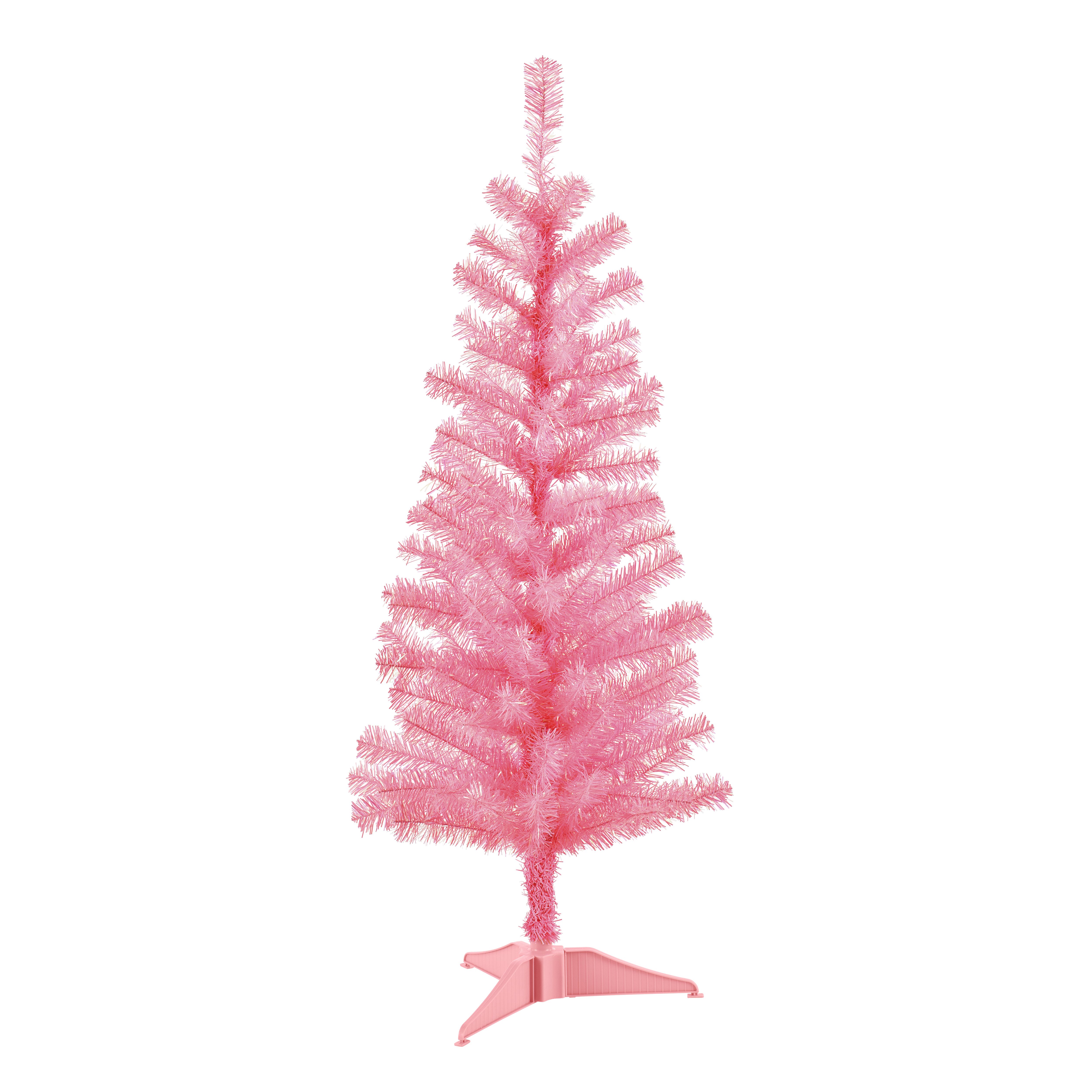 4ft Orelle Pink tinsel Pink Wrapped Full Artificial Christmas tree at B&Q