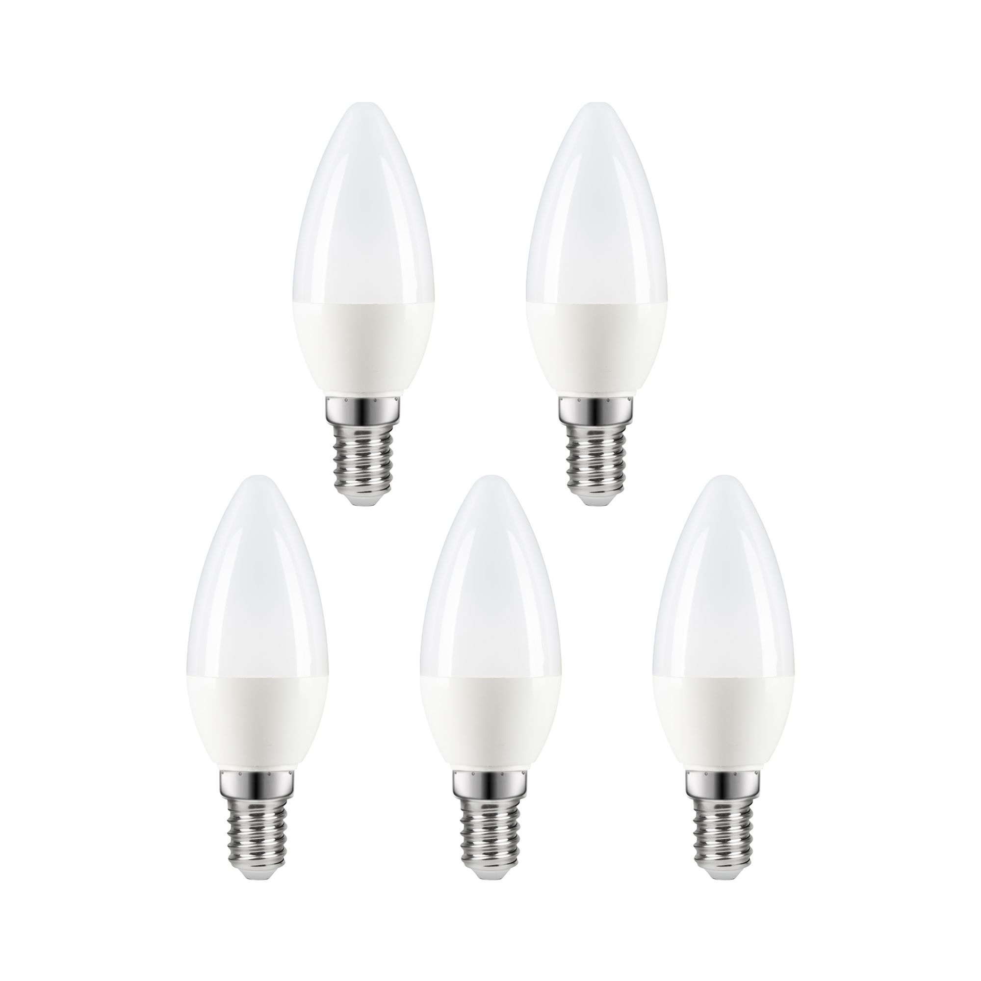 4W 470lm Candle Neutral white LED Light bulb, Pack of 5