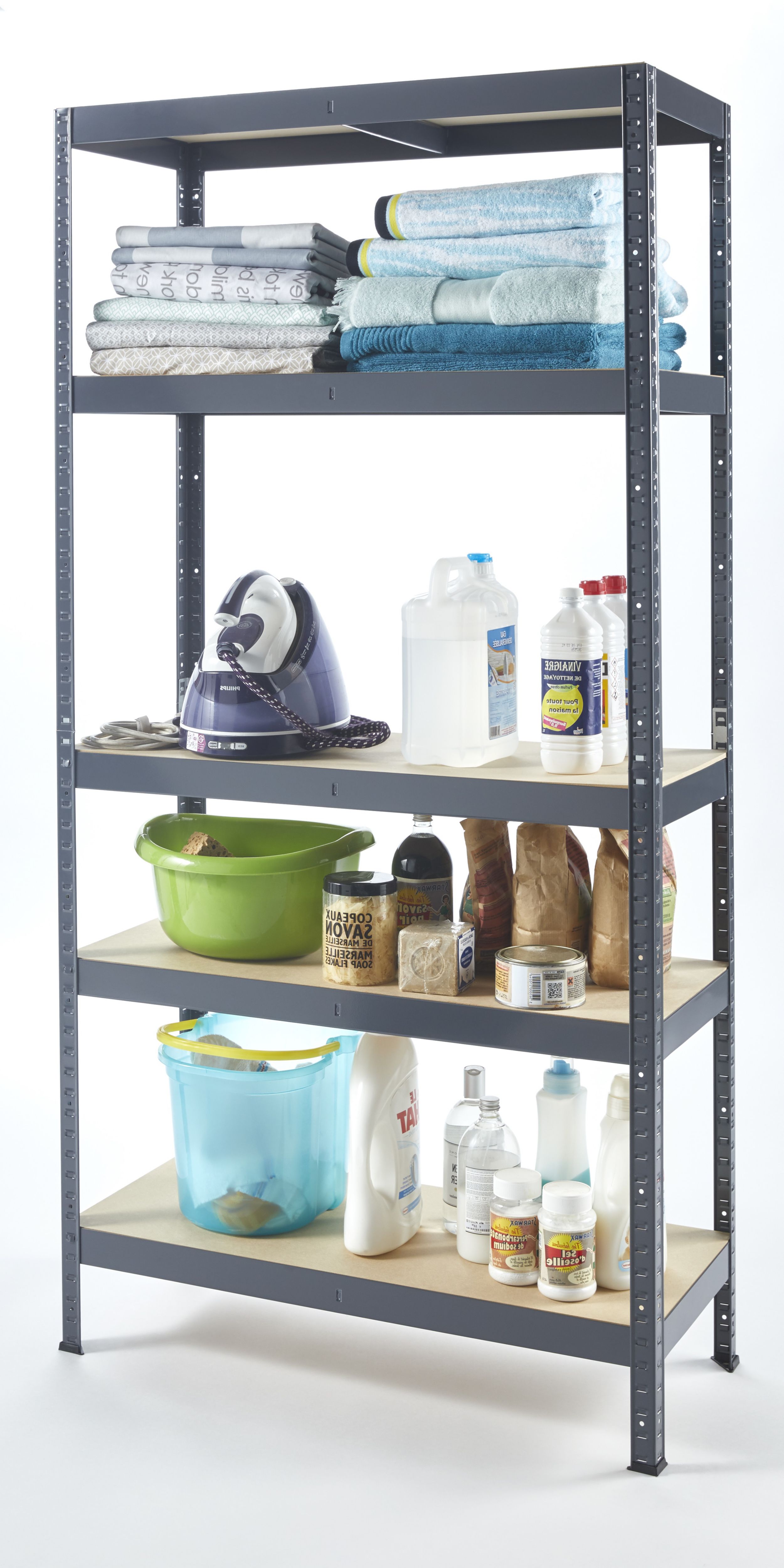 5 Shelf Chipboard Steel Shelving Unit H 1800mm W 900mm Diy At B Q