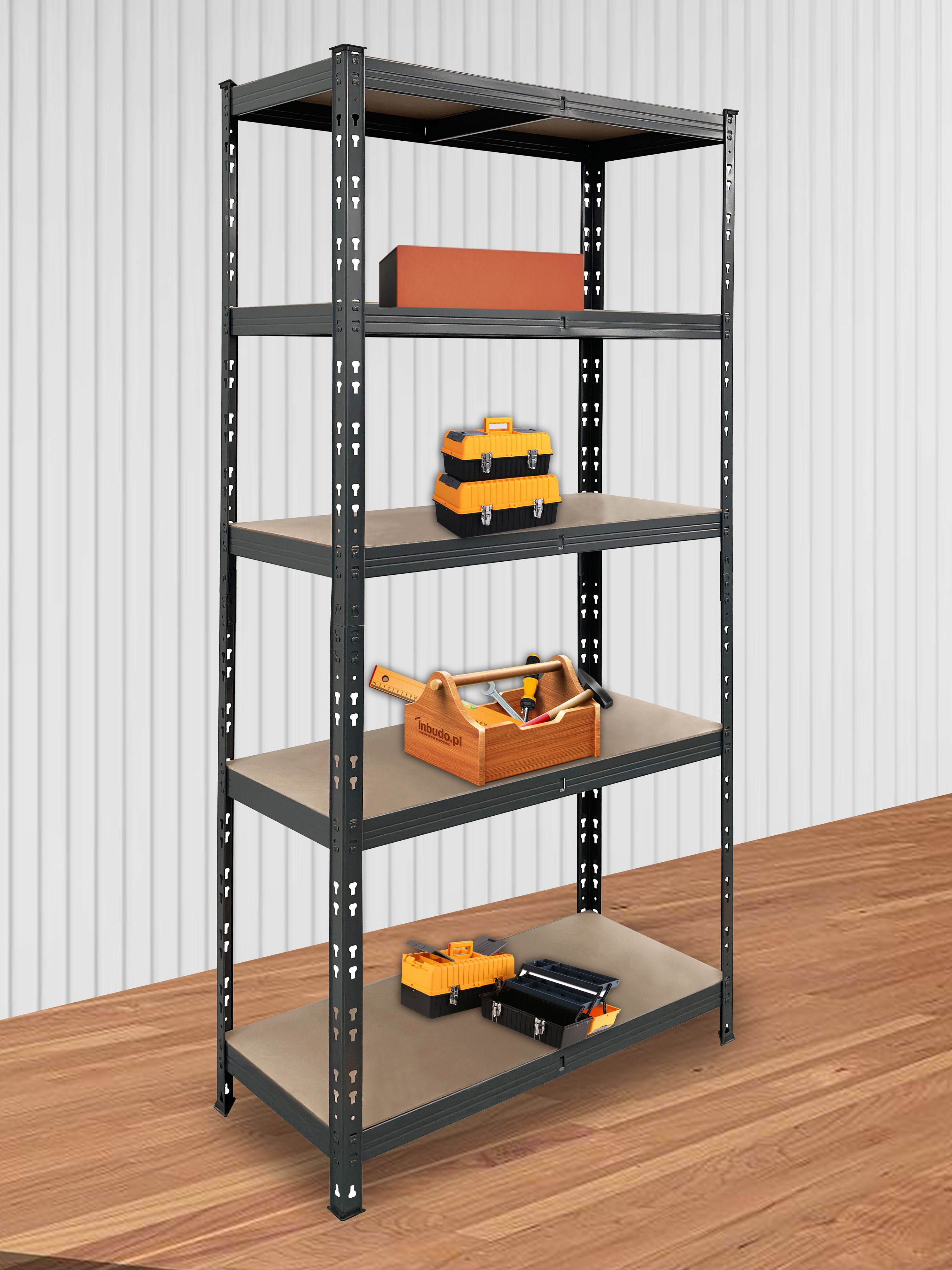 5 shelf MDF & steel Shelving unit (H)1800mm (W)900mm (D)400mm