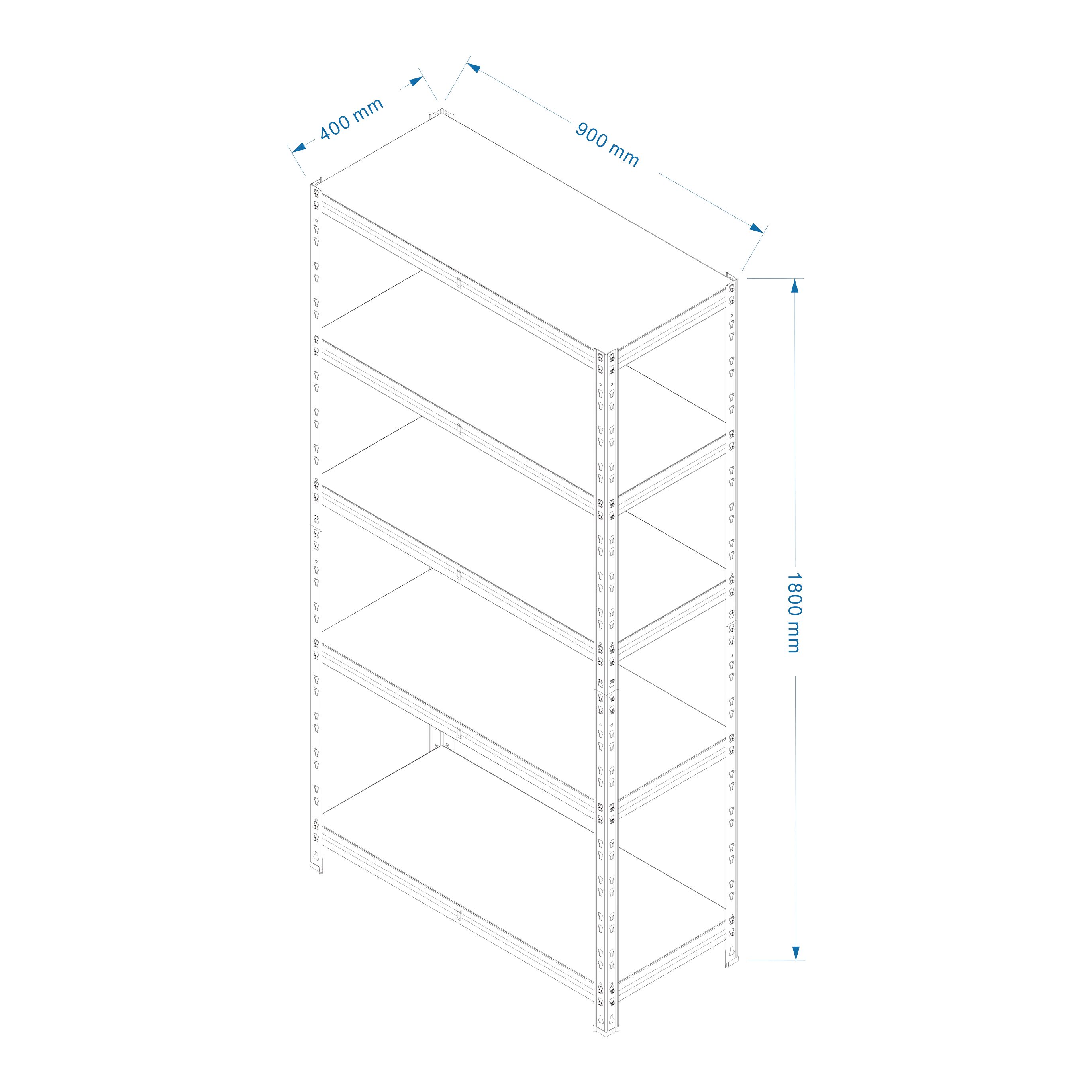 5 shelf MDF & steel Shelving unit (H)1800mm (W)900mm (D)400mm