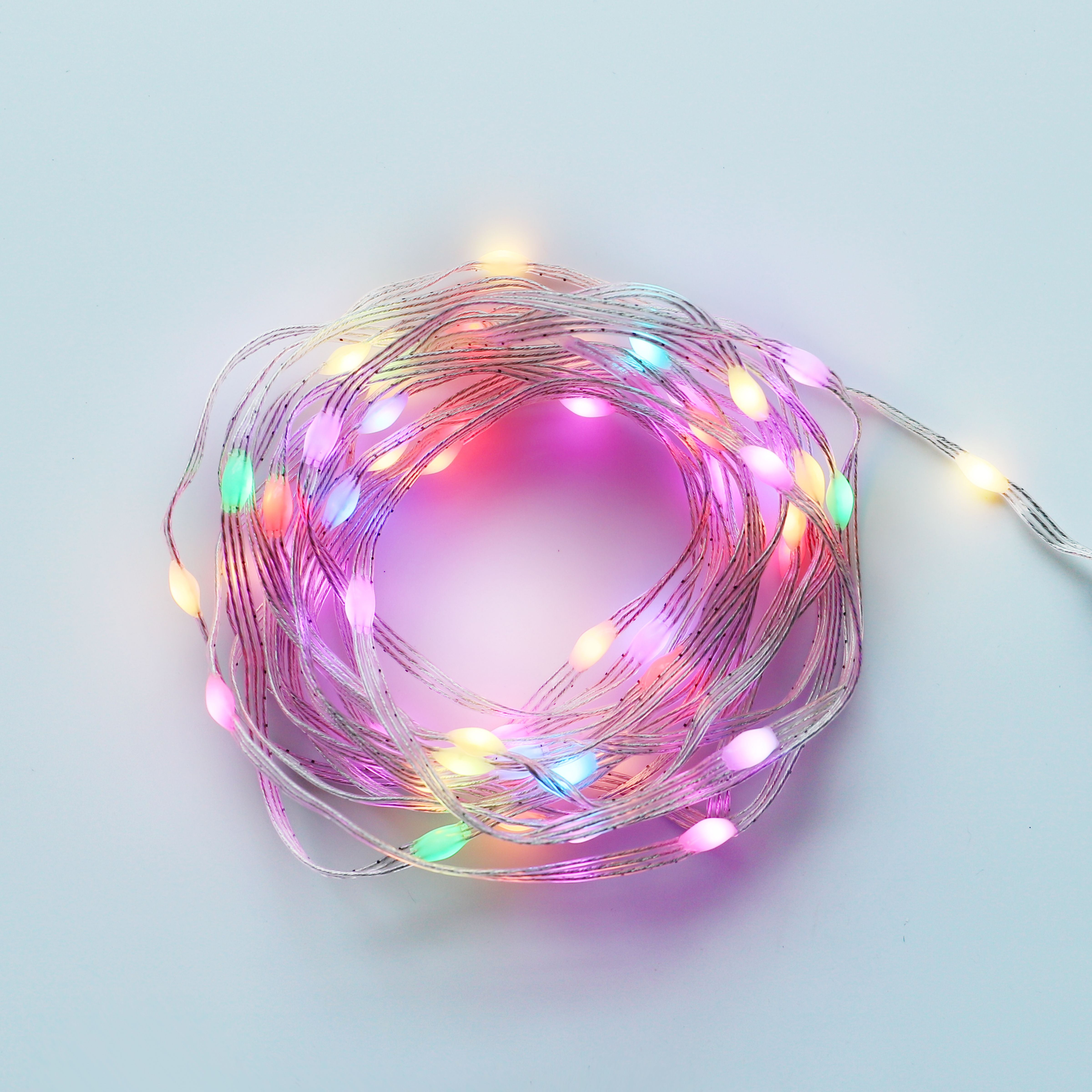 50 Multicolour Smart LED String lights White cable | DIY at B&Q