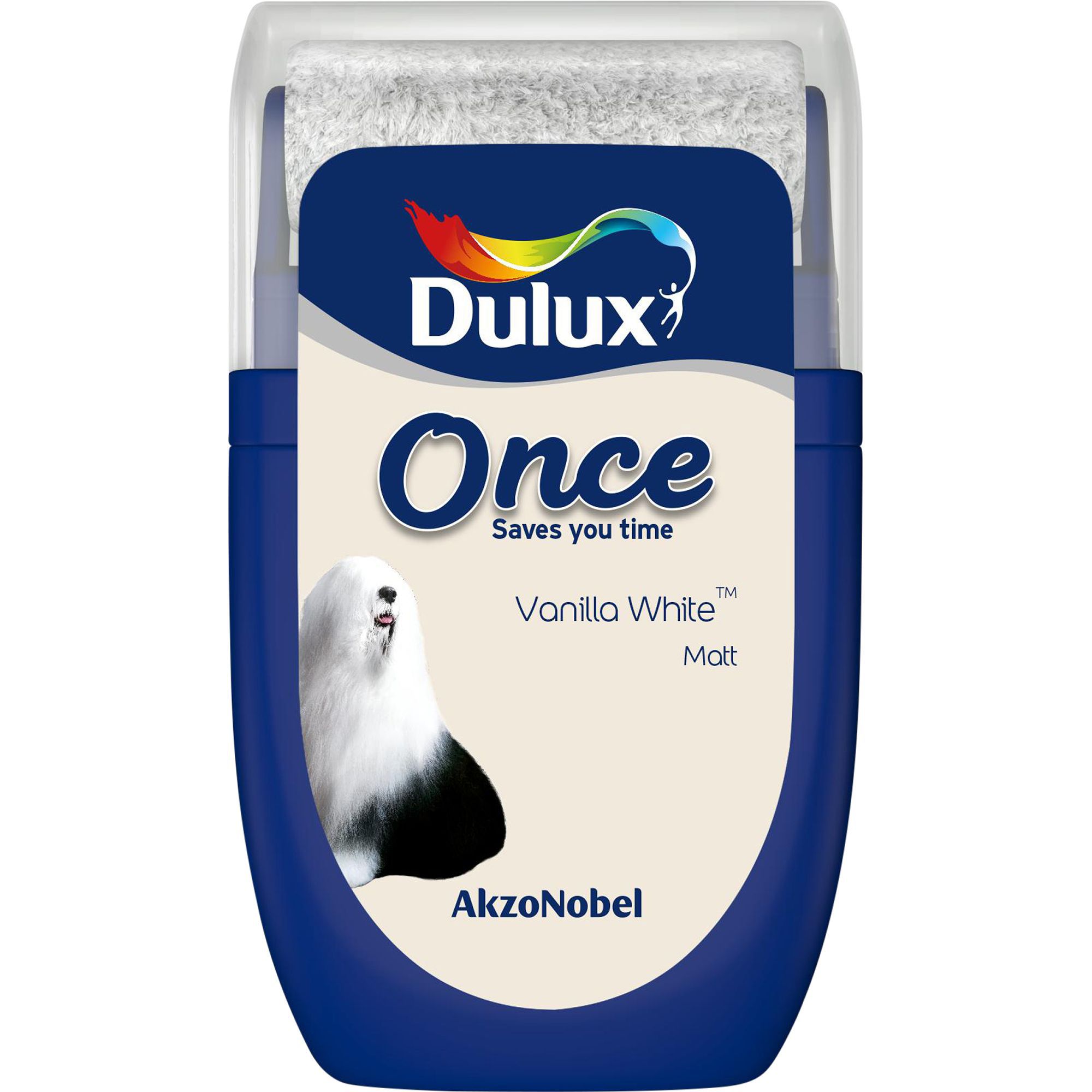 Dulux Once Vanilla white Matt Emulsion paint 30ml Tester pot