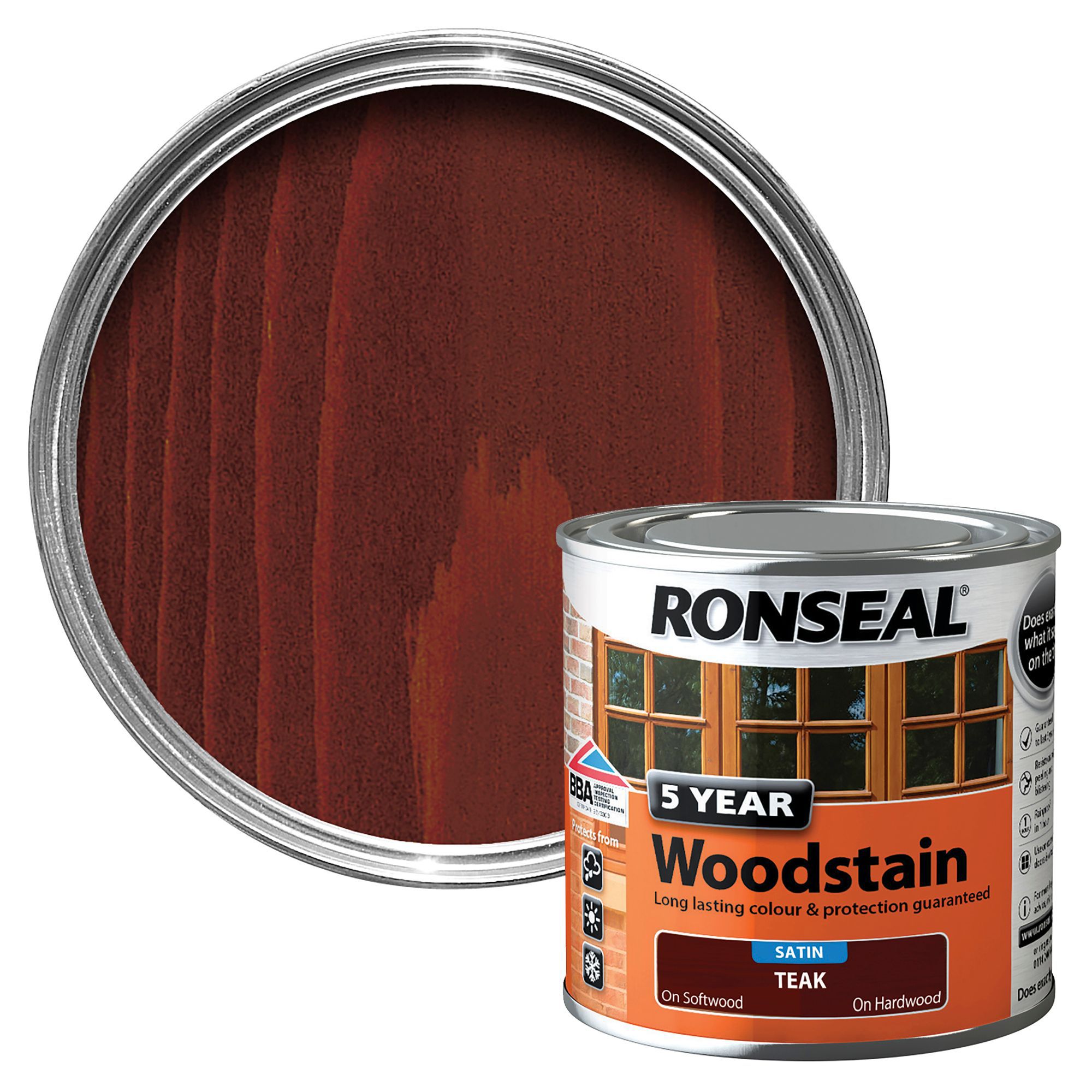 Ronseal Teak High satin sheen Wood stain, 250