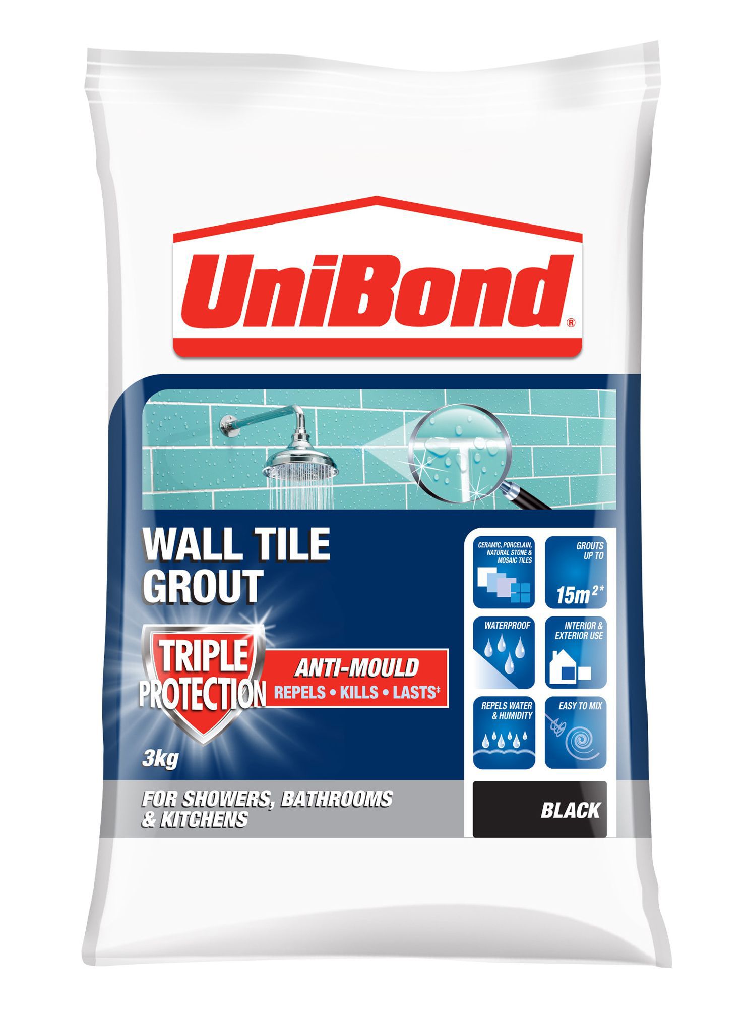 B & Q UniBond Black Grout 3kg Grout £9.00 DIY Compare Finding you
