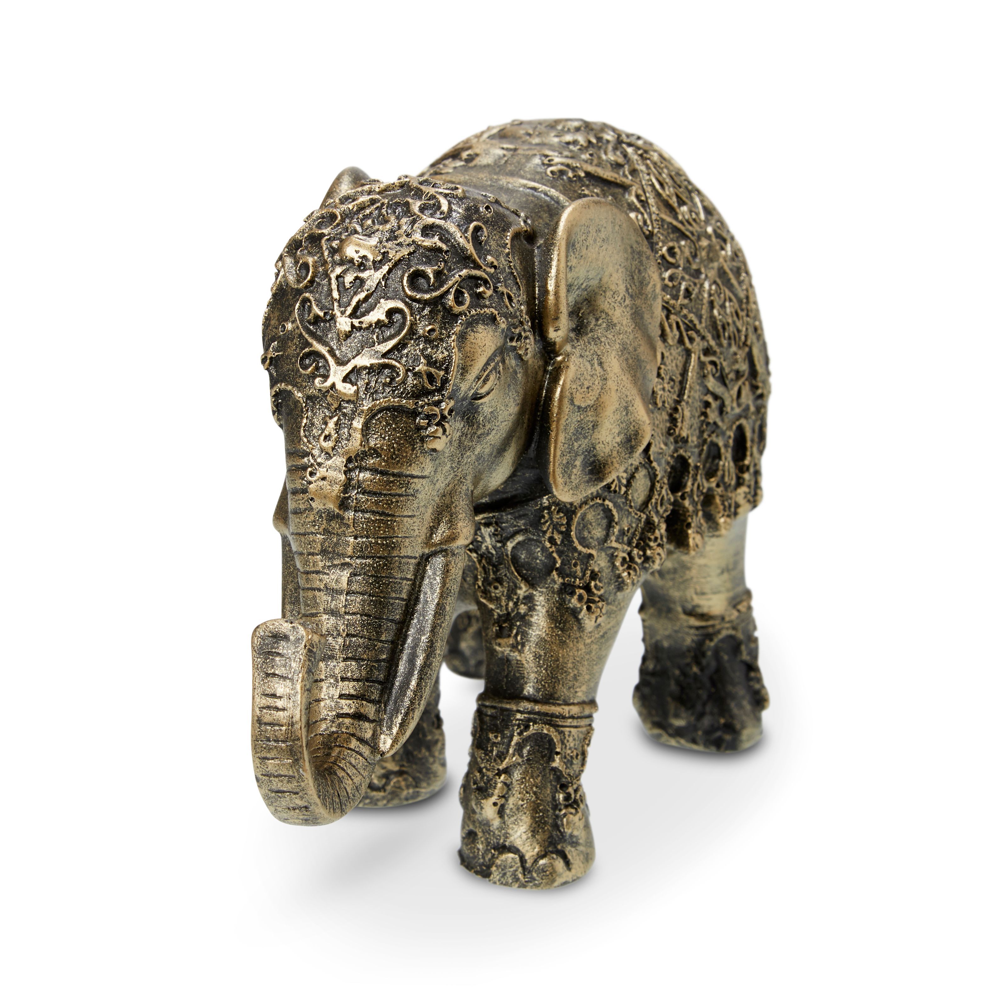 Small Elephant Resin Ornament, Gold effect