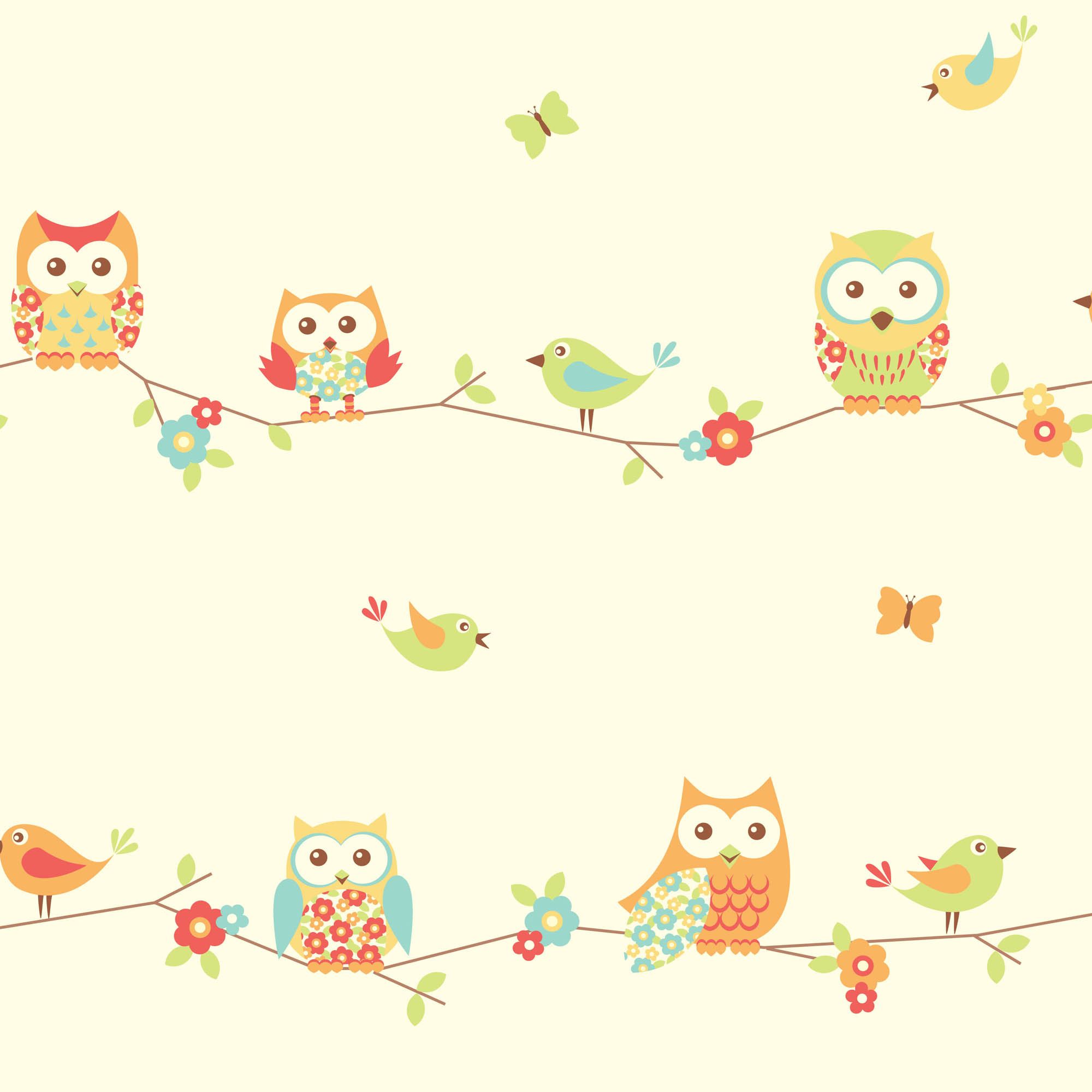 Fun4Walls Multicolour Owl Wallpaper