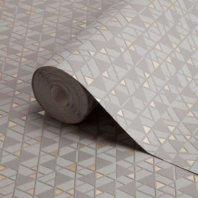Fine Décor Shelby Charcoal Geometric Wallpaper