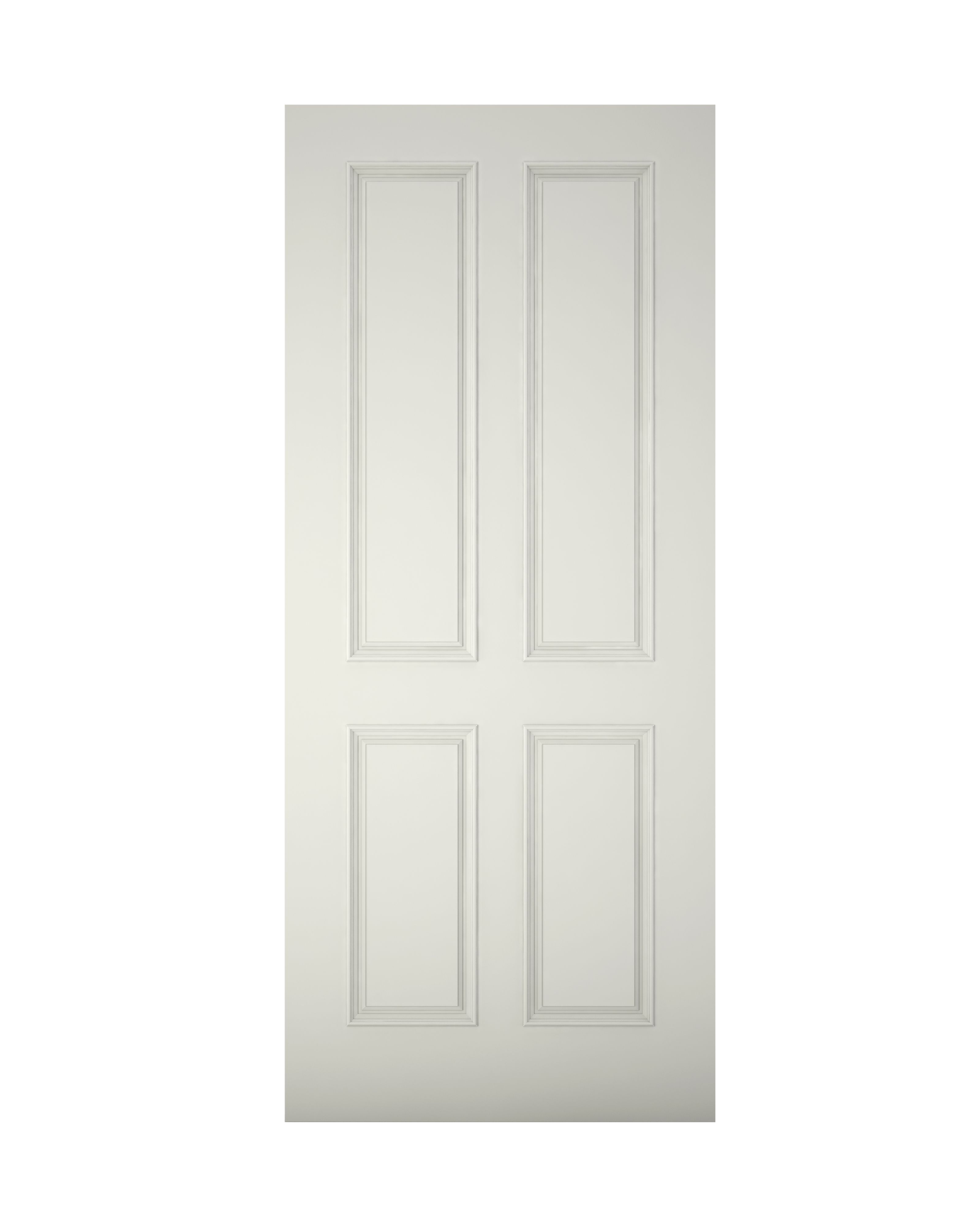 4 panel Raised moulding Primed White Left & RHed Front Door set, (H)2074mm (W)932mm