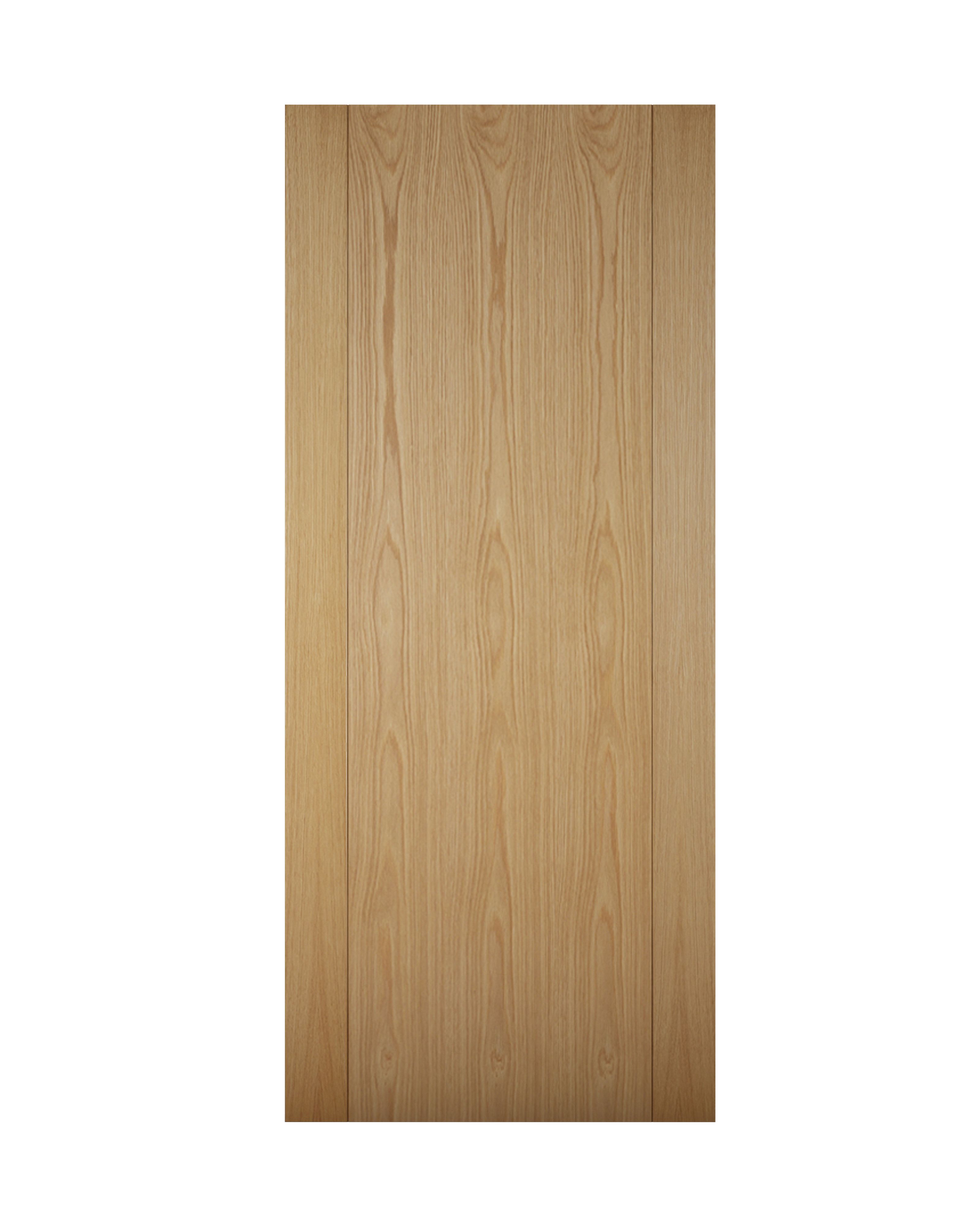 Veneered White oak veneer Front door & frame, (H)2125mm (W)907mm