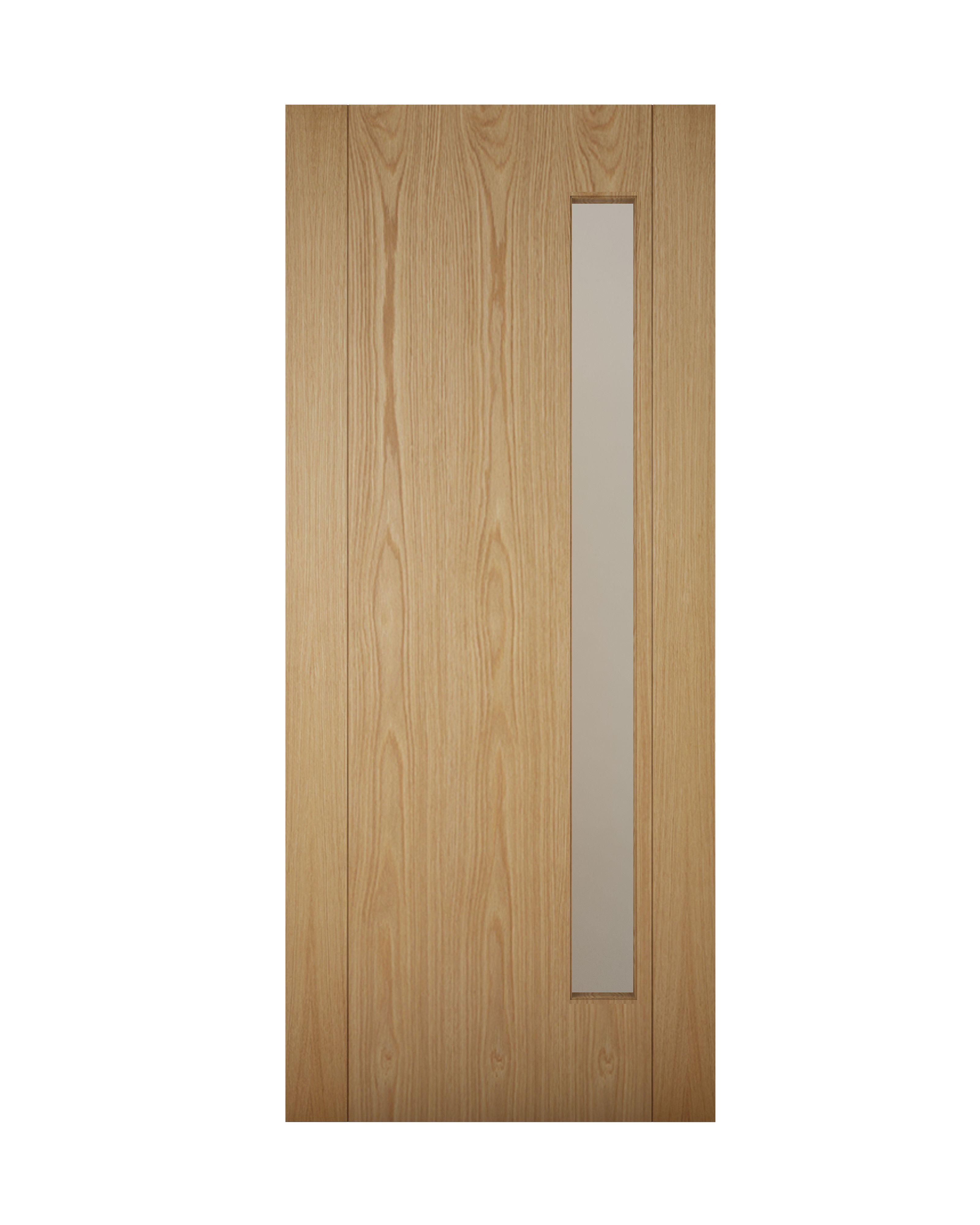Glazed White oak veneer Left & RHed Front Door set & letter plate, (H)2074mm (W)856mm