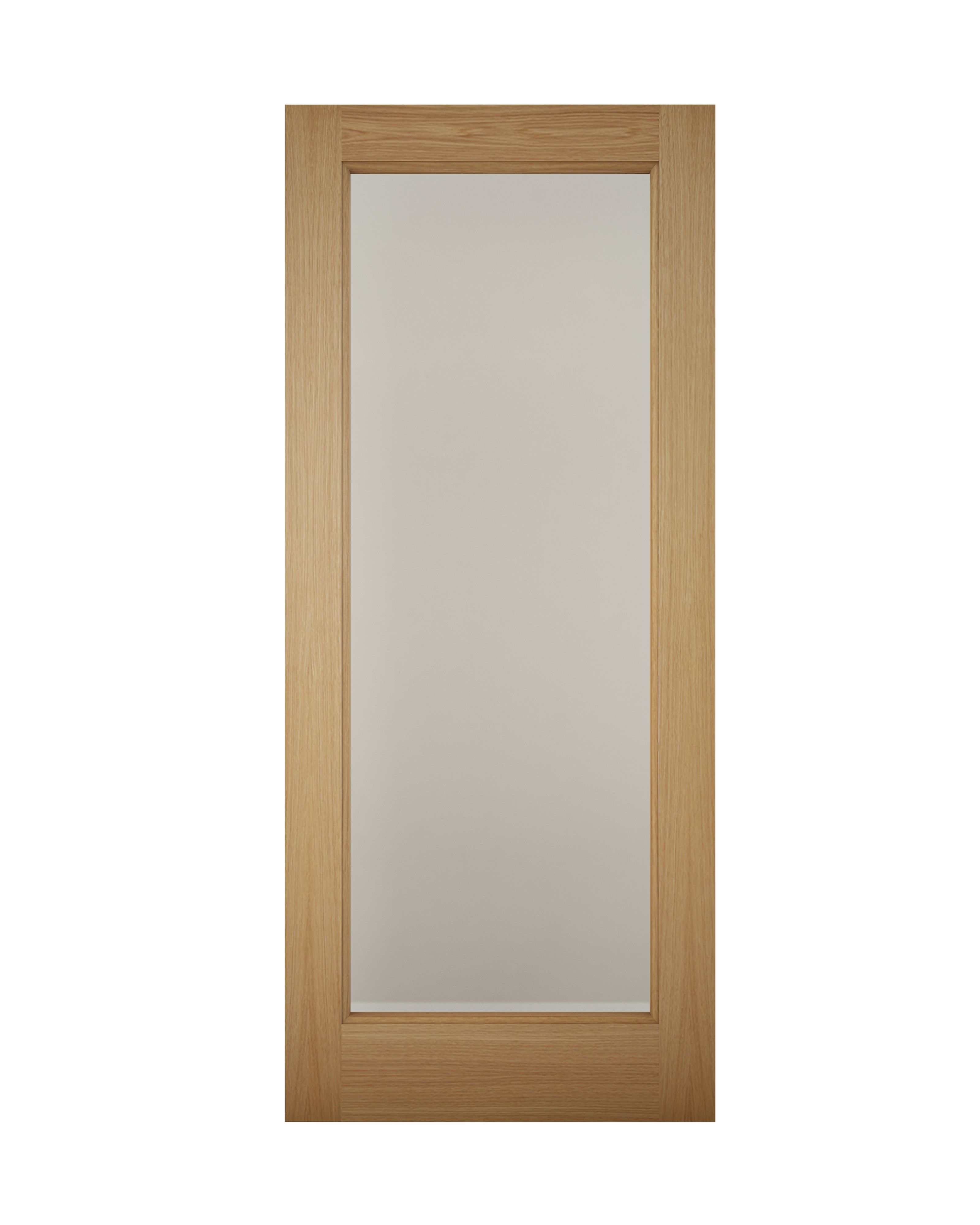 Glazed White oak veneer Left & RHed Front Door set, (H)2074mm (W)856mm