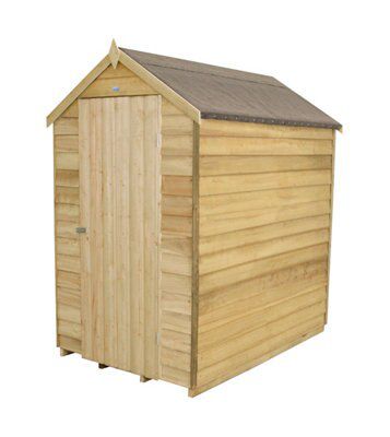Forest Garden 6x4 Apex Overlap Wooden Shed (Base included)