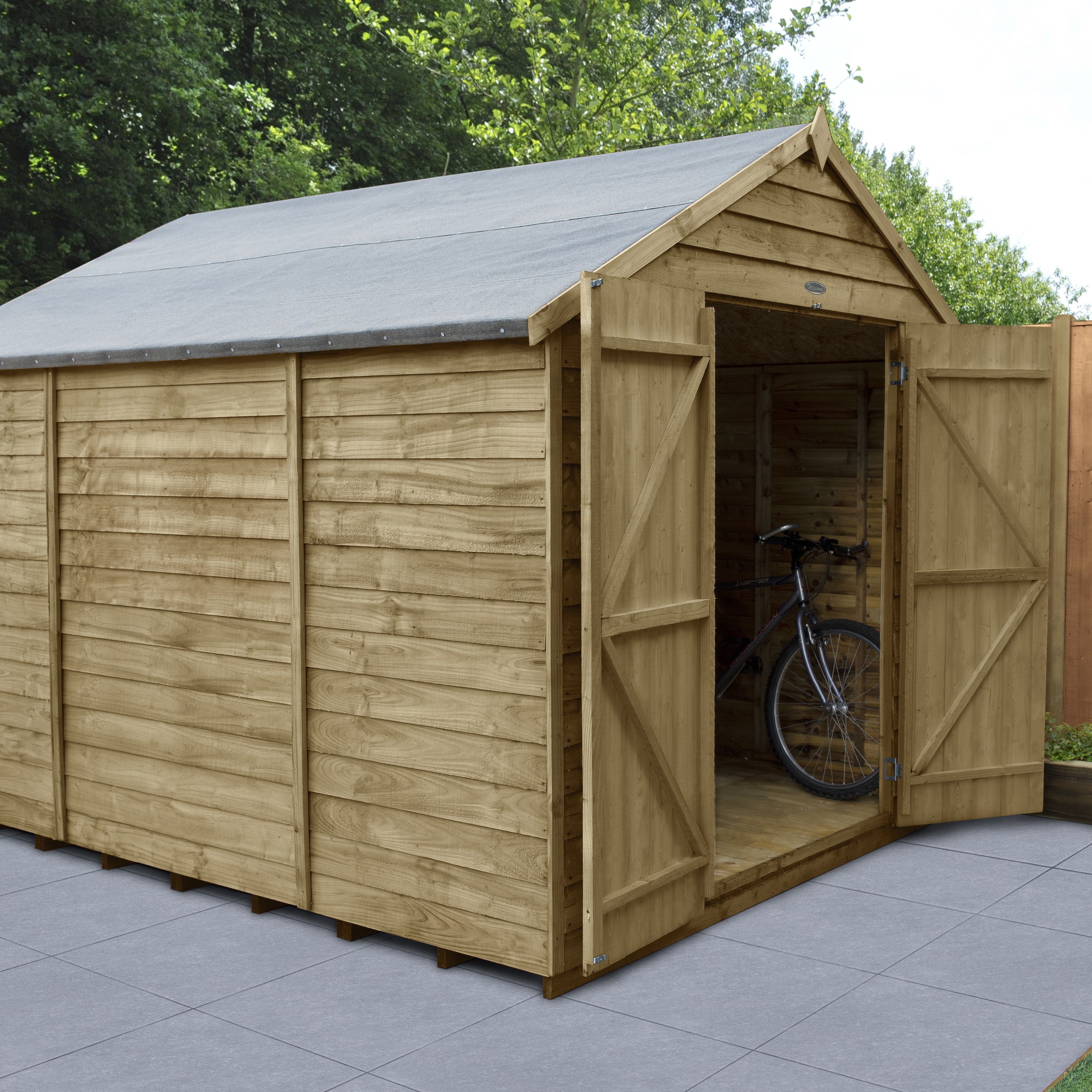 Forest Garden 10X8 Ft Apex Overlap Wooden Shed With Floor