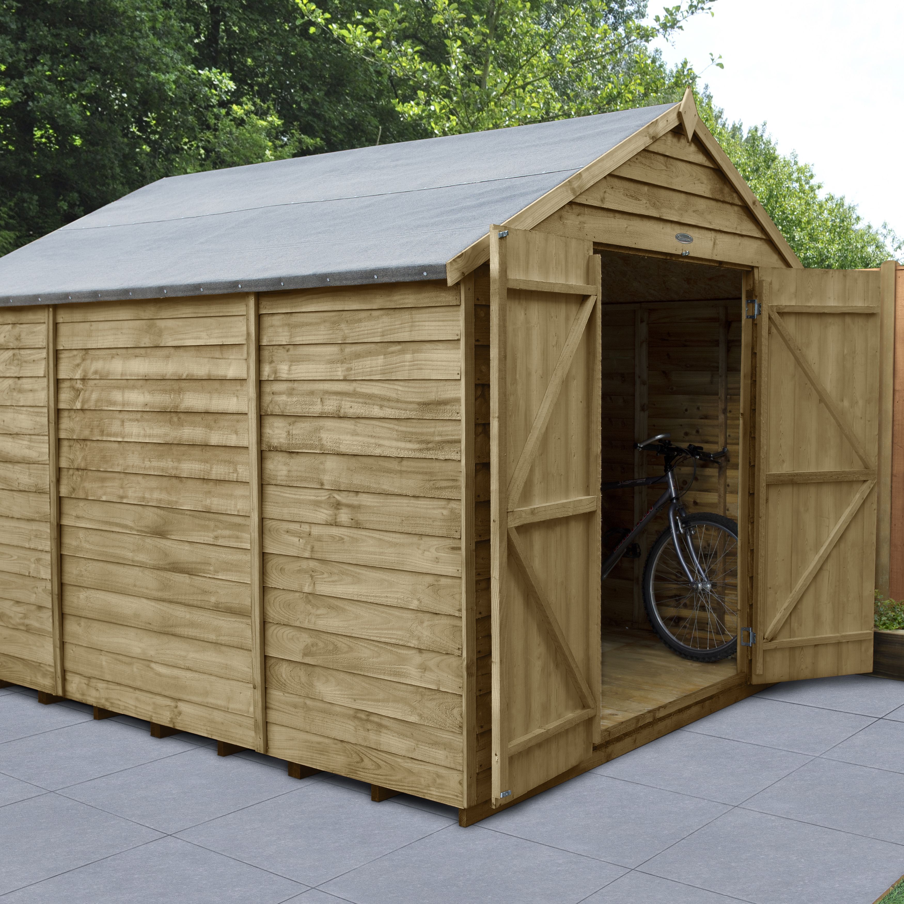 Forest Garden 10X8 Ft Apex Overlap Wooden Shed With Floor - Assembly Service Included