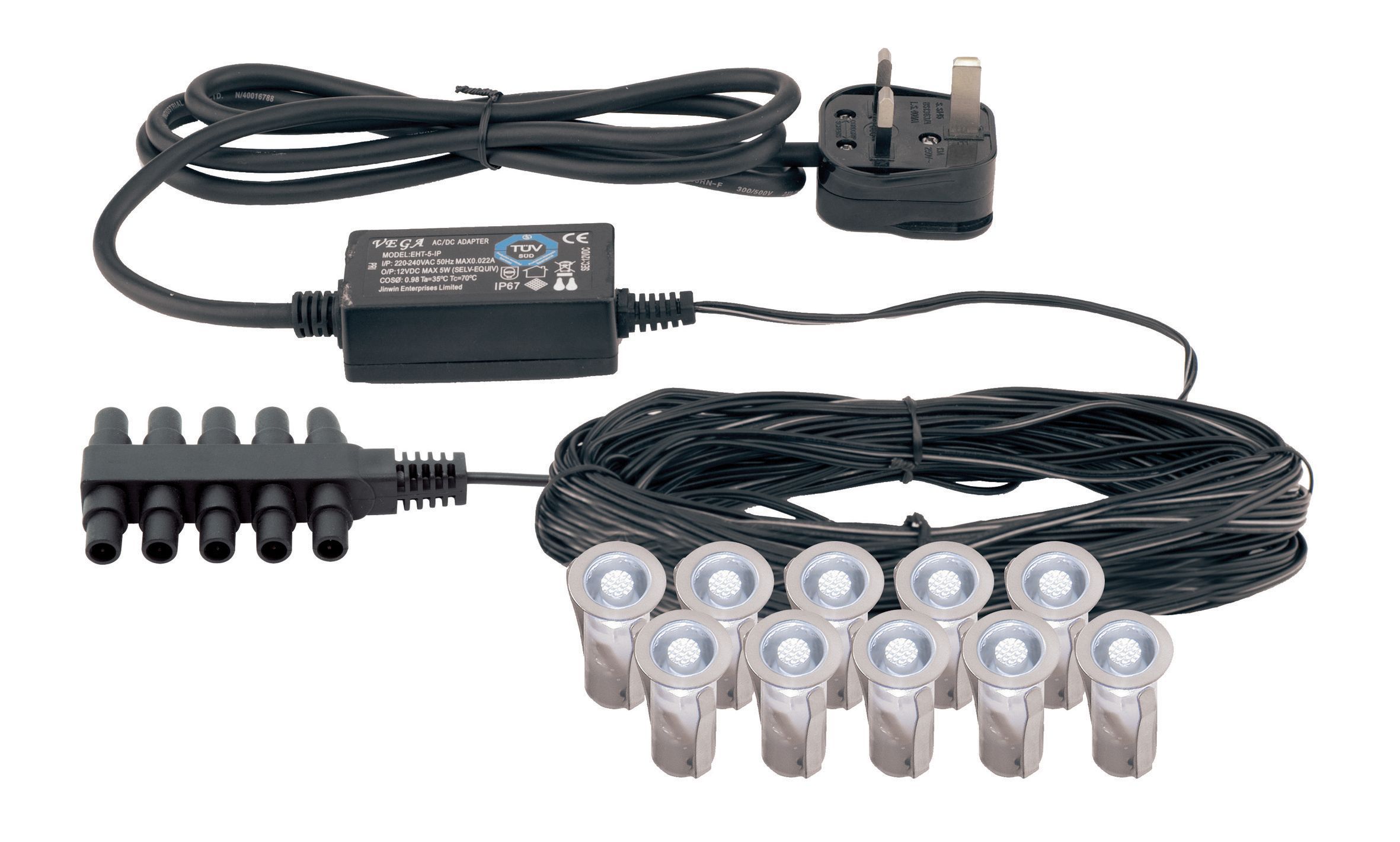 Masterlite Apollo White Mains-Powered White Led Deck Lighting Kit, Pack Of 10