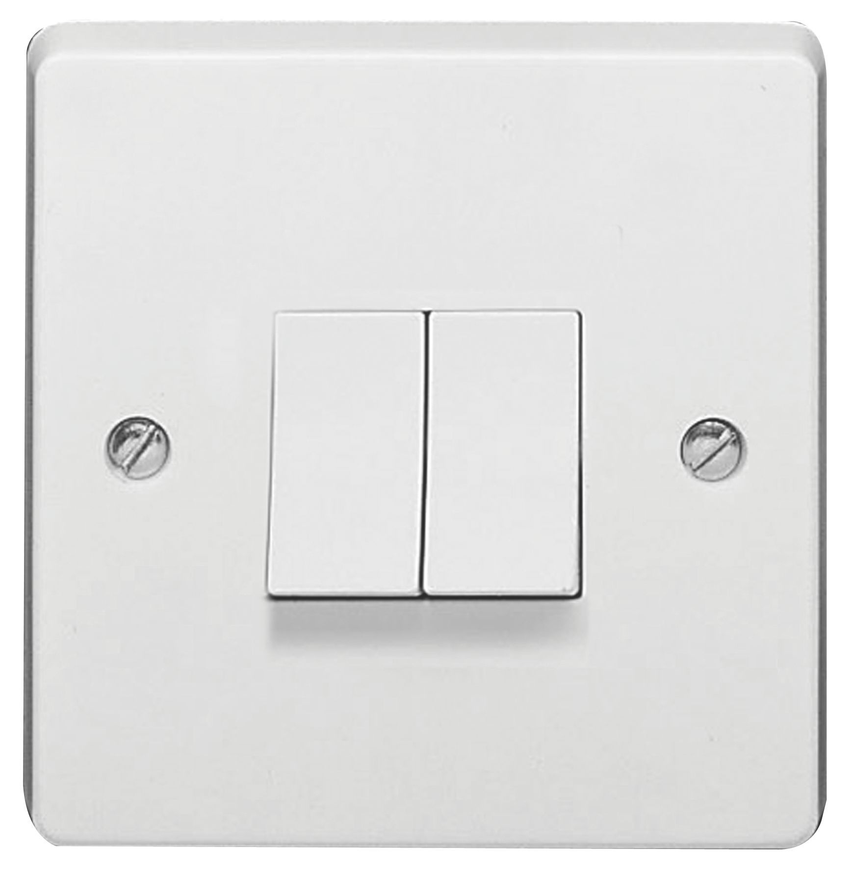 Crabtree 10A 2 way White Double Light Switch