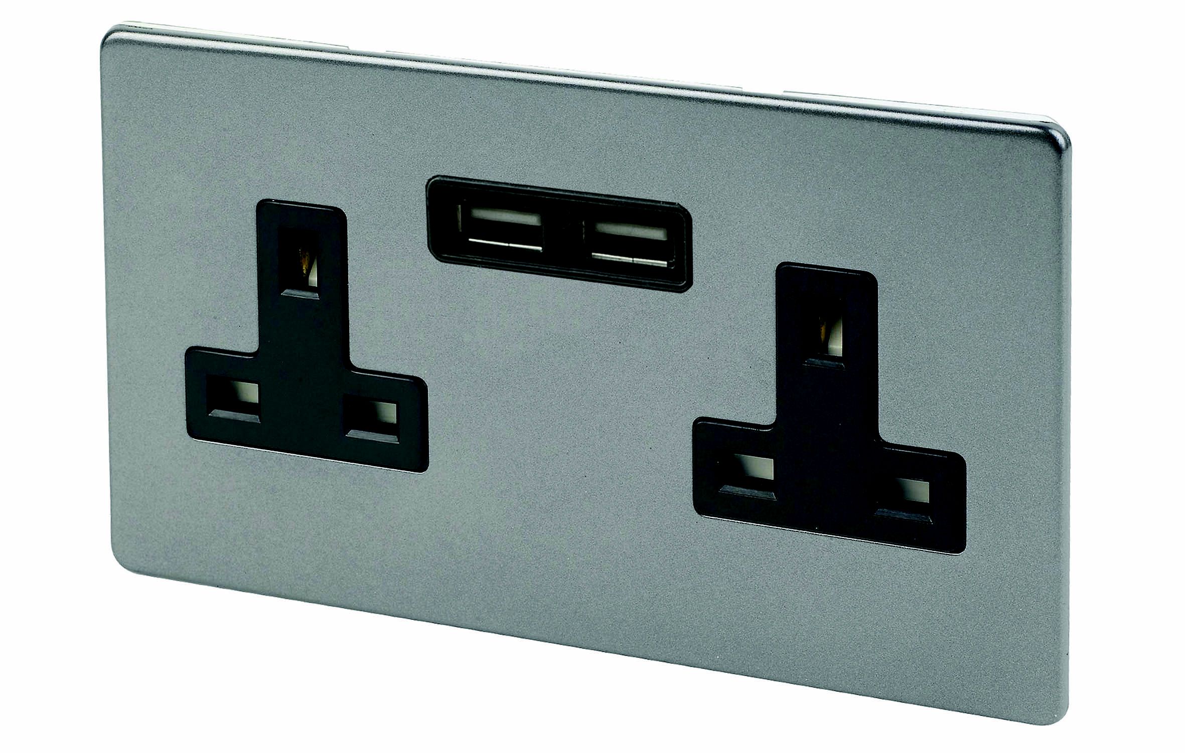 Varilight 13A Grey USB socket