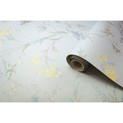 Holden Hailey Blue & grey Floral birds Wallpaper