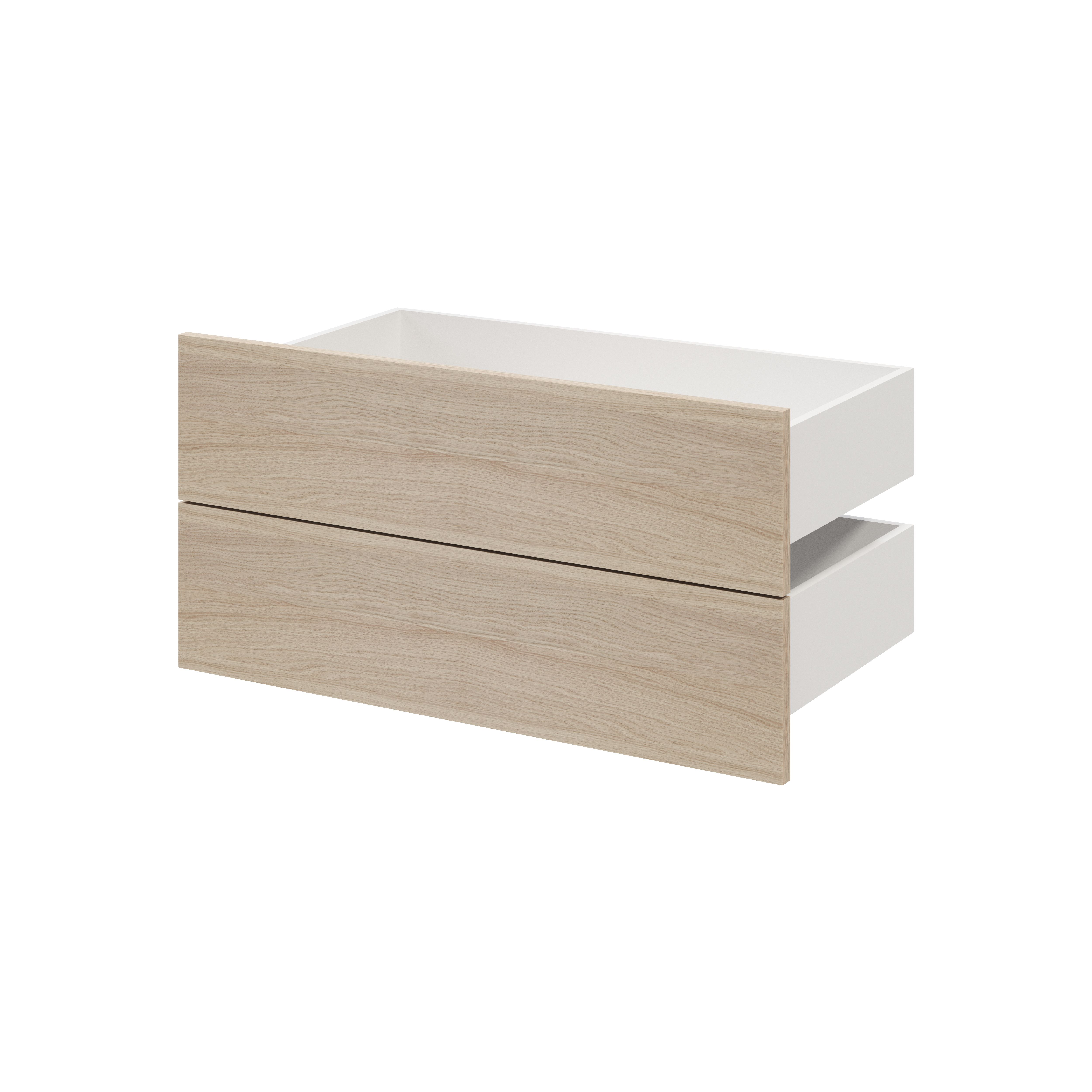 GoodHome Atomia Matt oak effect Slab External Drawer (H)185mm (W)750mm (D)450mm, Set of 2