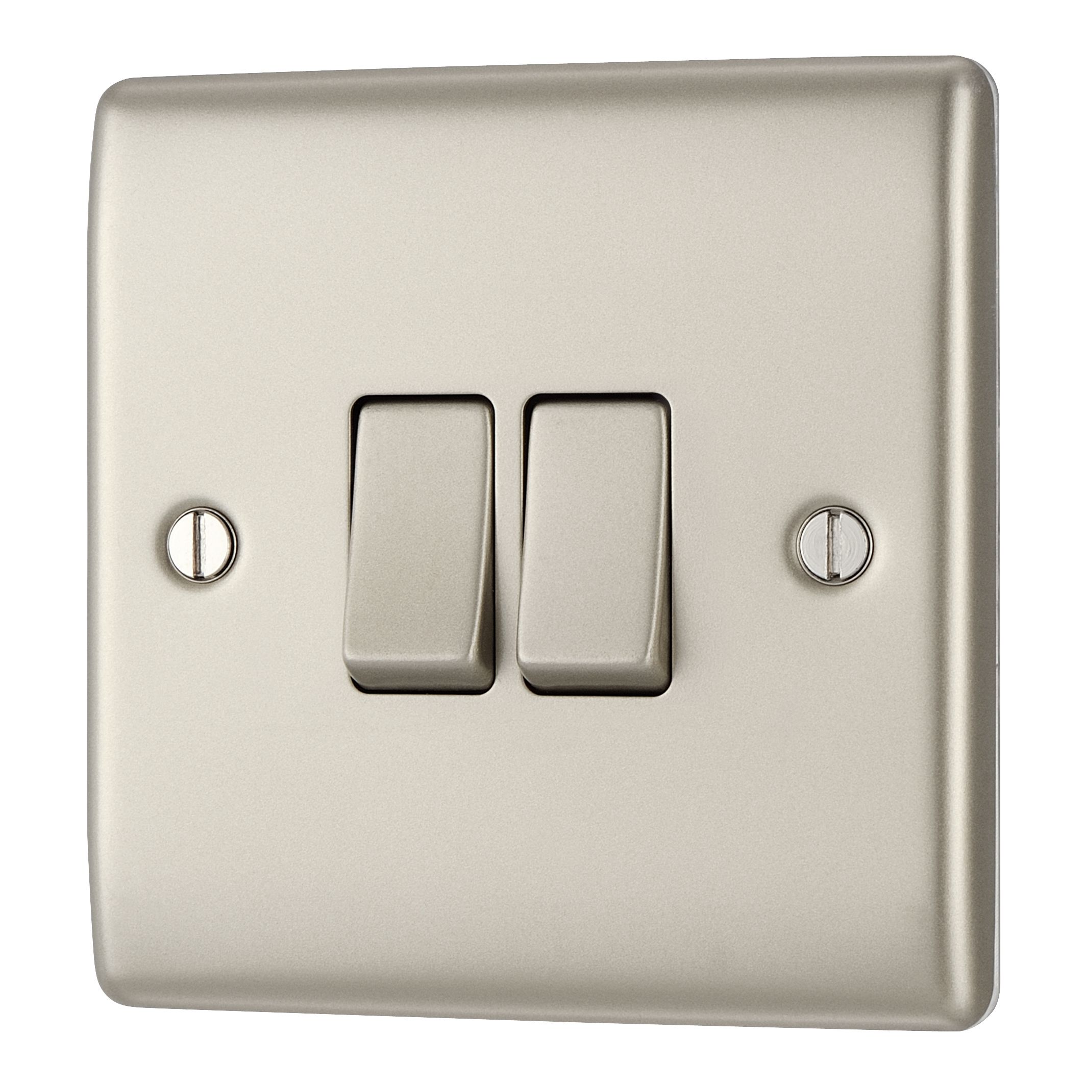 British General 10A 2 way Nickel effect Double Light Switch