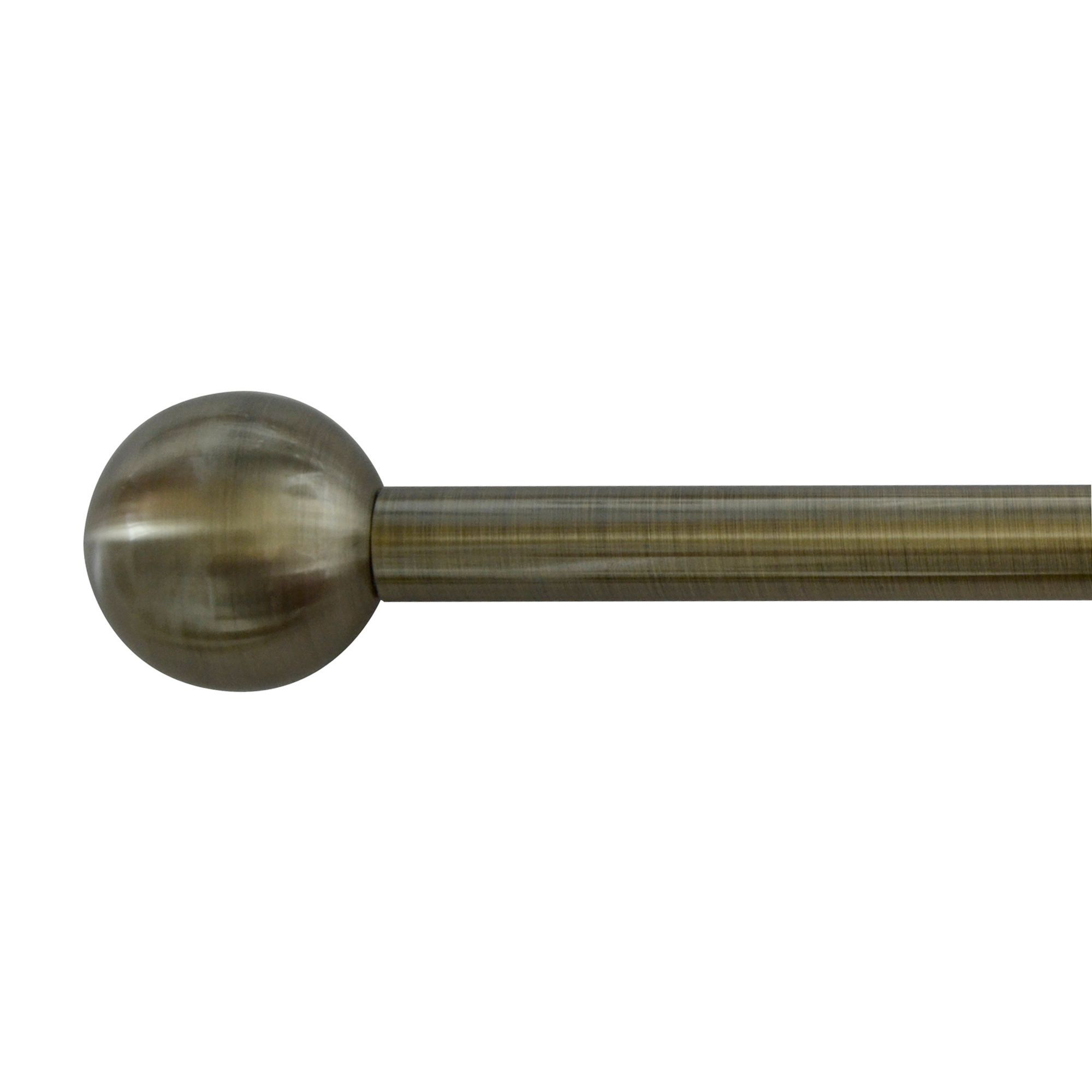 Antique brass effect Ball Curtain pole finial, Pack of 2