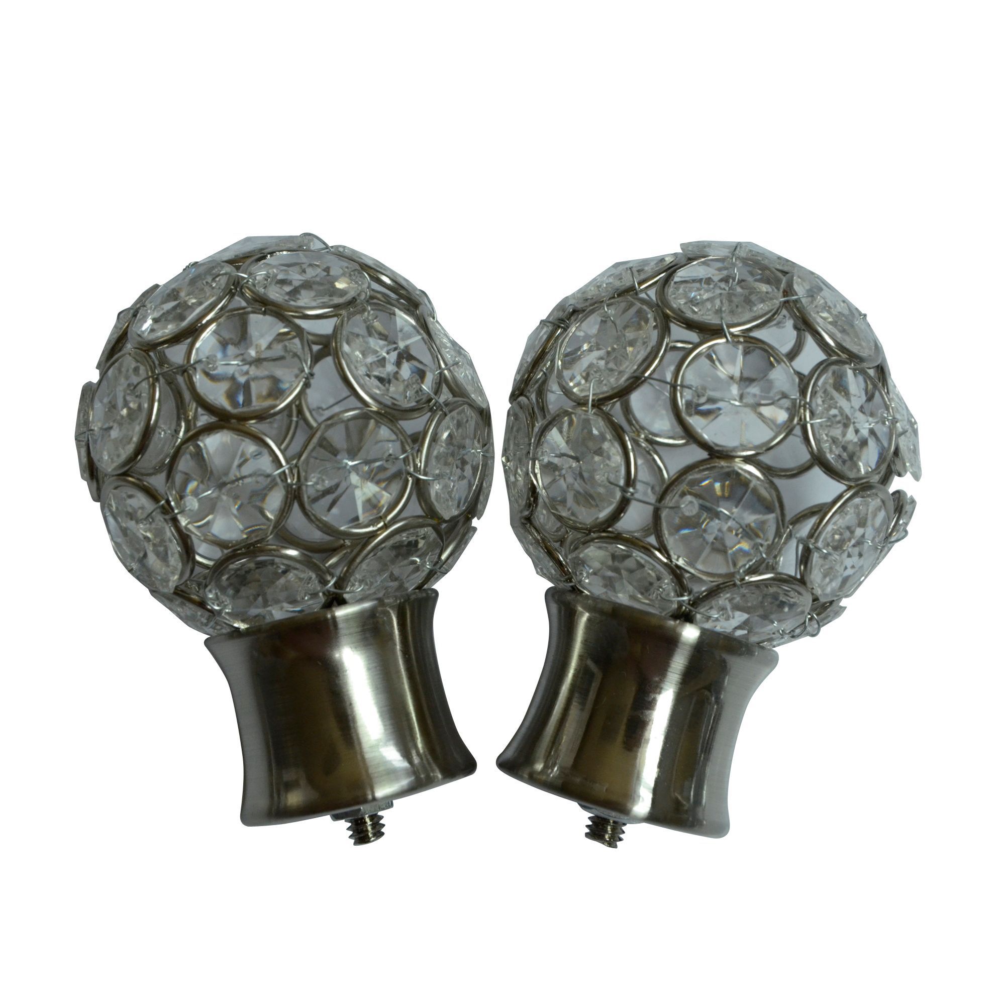 Stainless steel effect Ball Curtain pole finial, Pack of 2