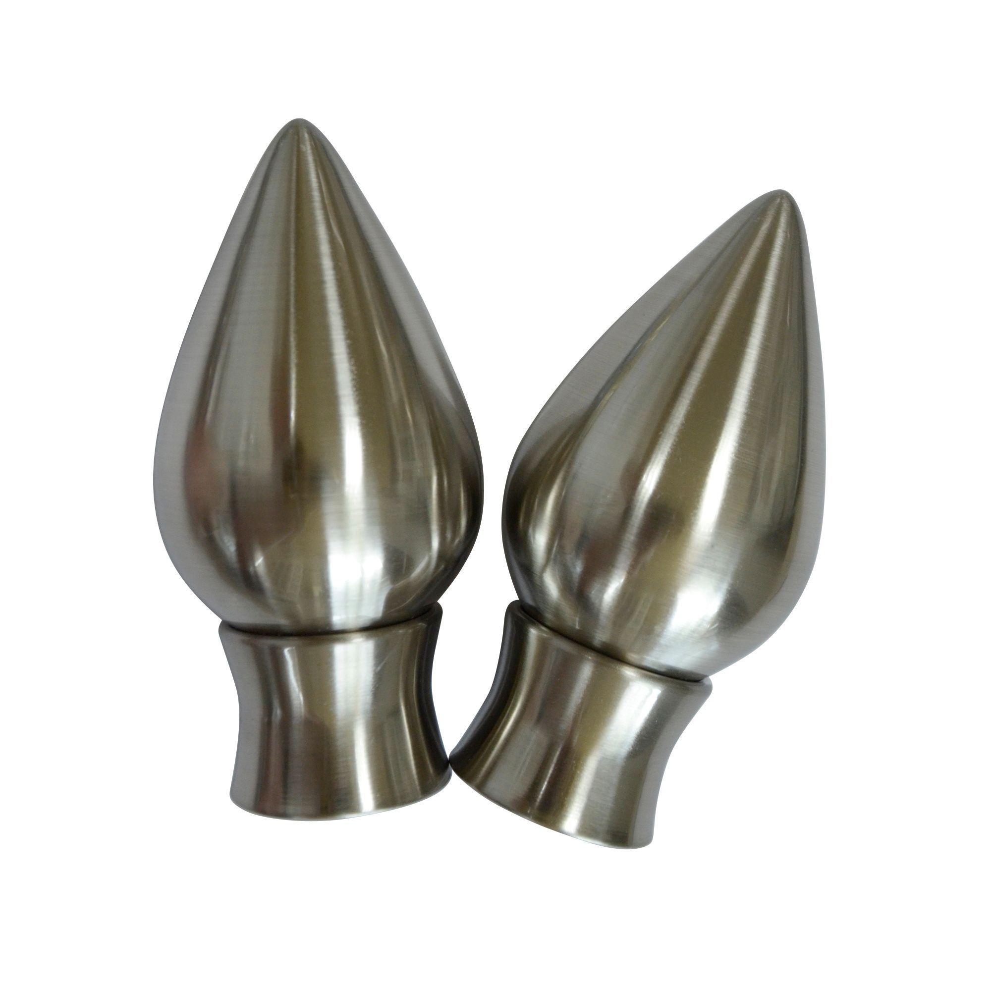 Stainless steel effect Teardrop Curtain pole finial, Pack of 2