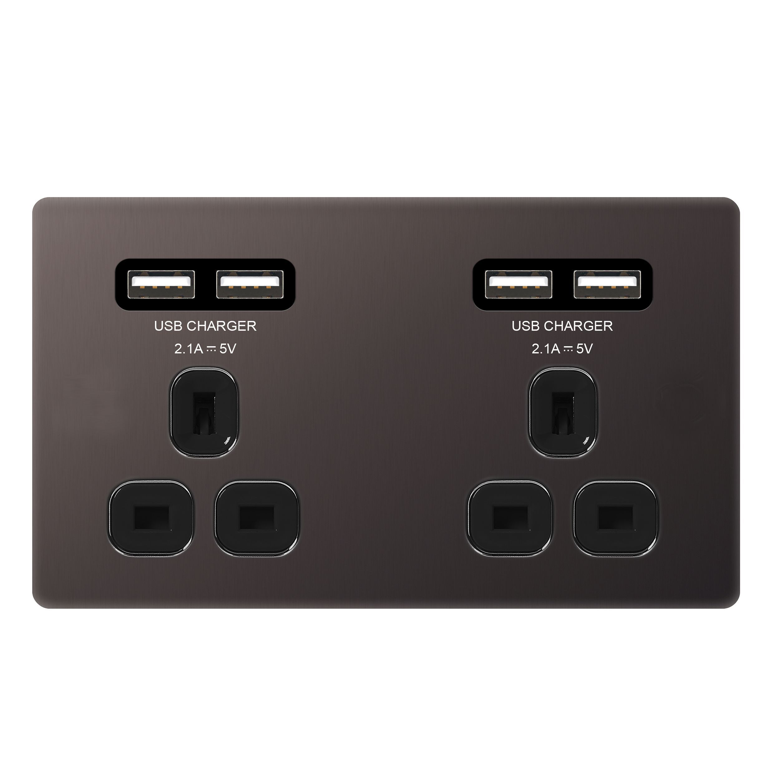 Colours 4.2A Black Nickel effect USB socket